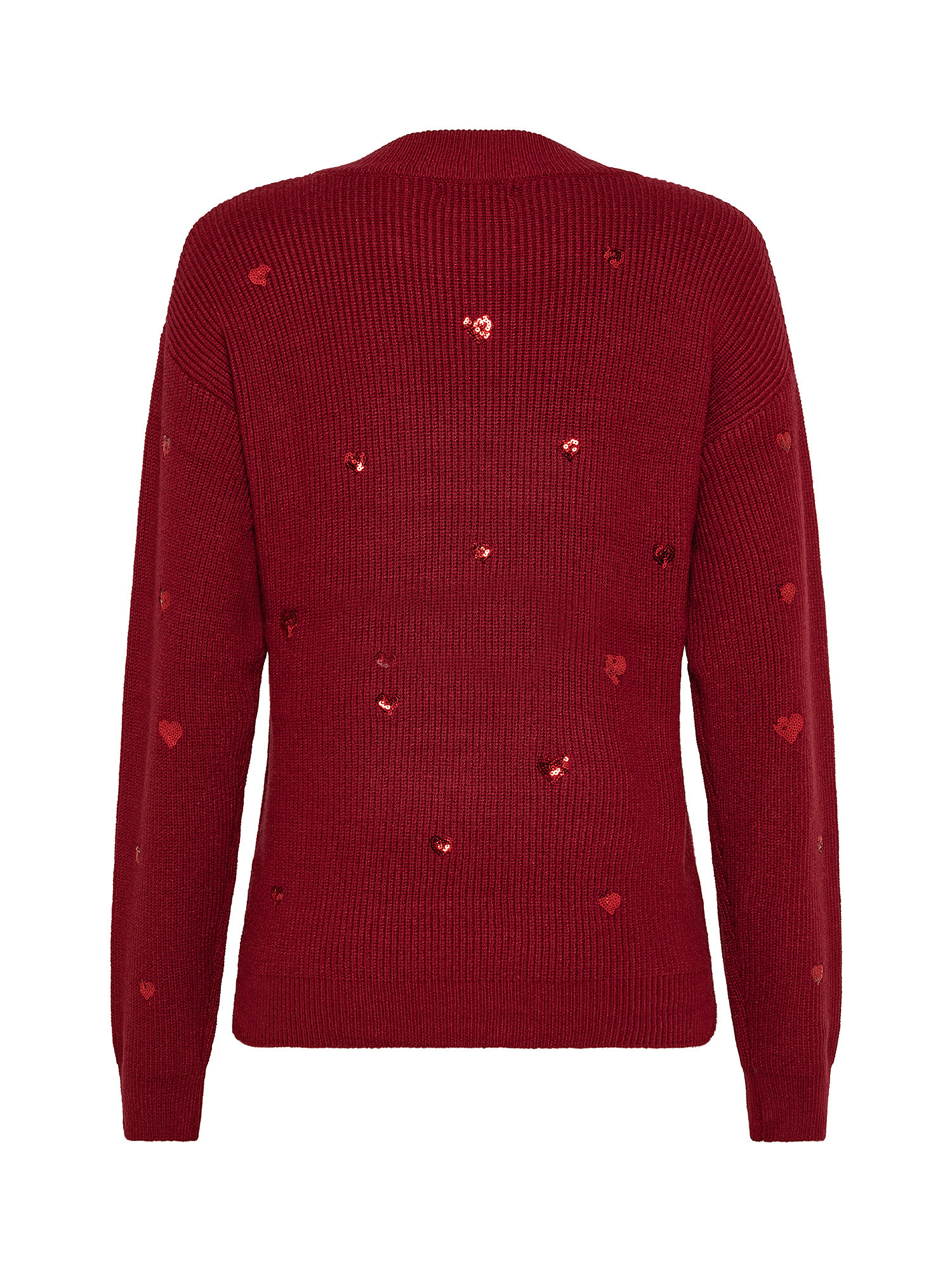 Sweater with sequined hearts, Red, large image number 1
