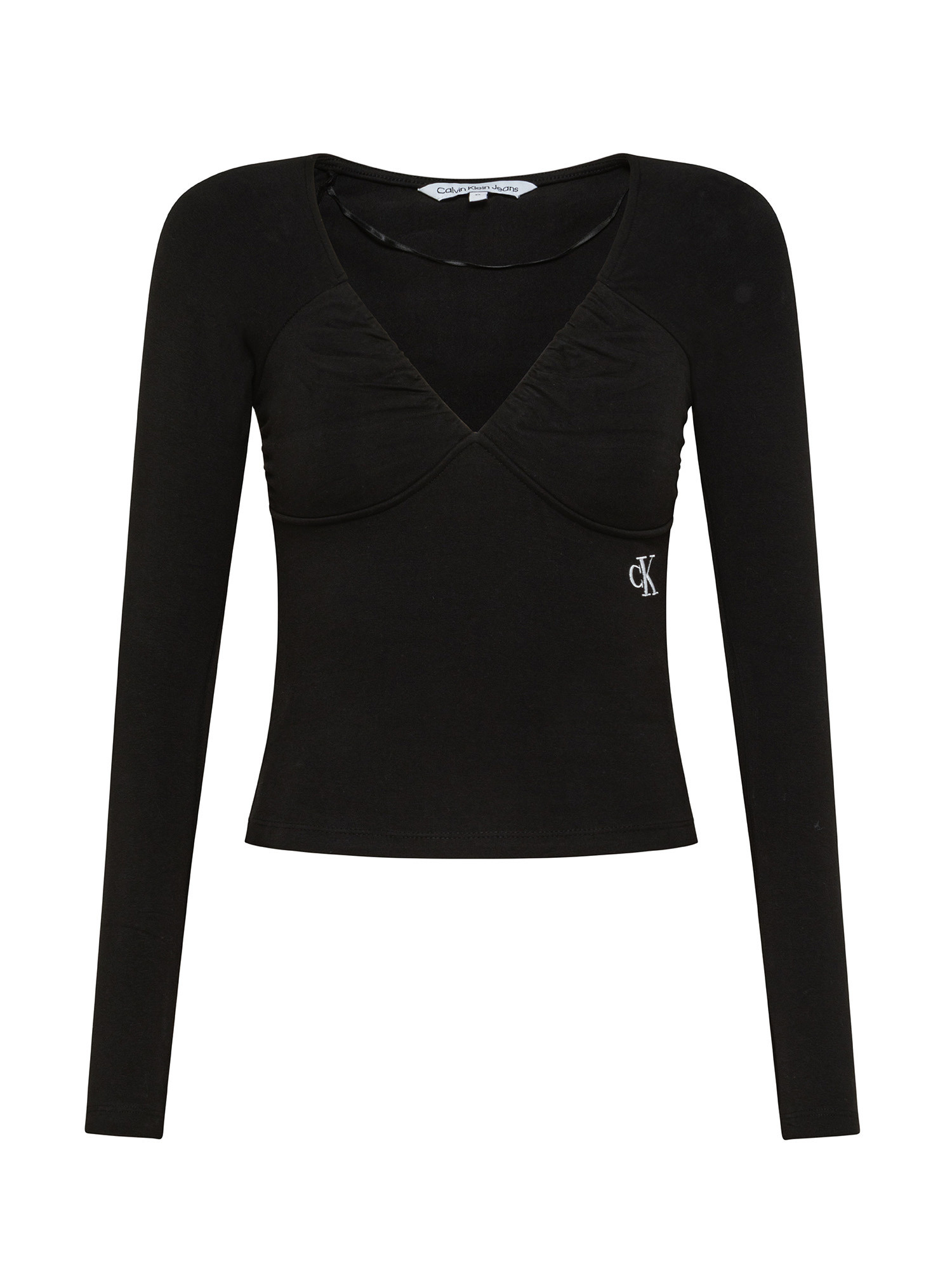 Top in maglia con logo, Nero, large image number 0