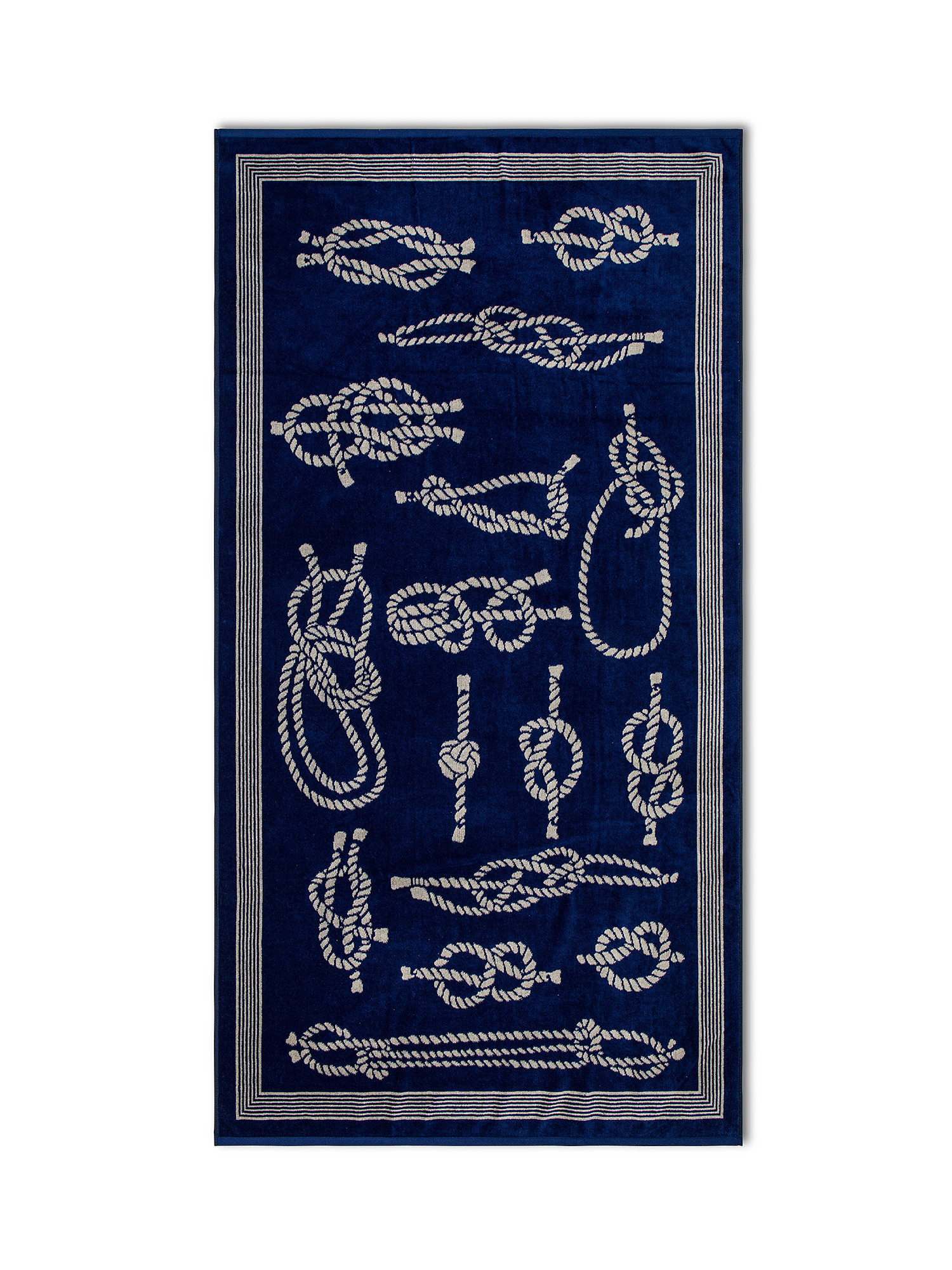 Velor cotton beach towel with nautical motif, Blue, large image number 0