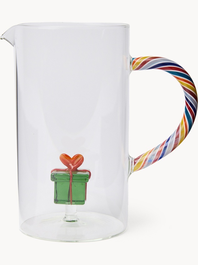 Caraffa in vetro borosilicato dettaglio pacco regalo