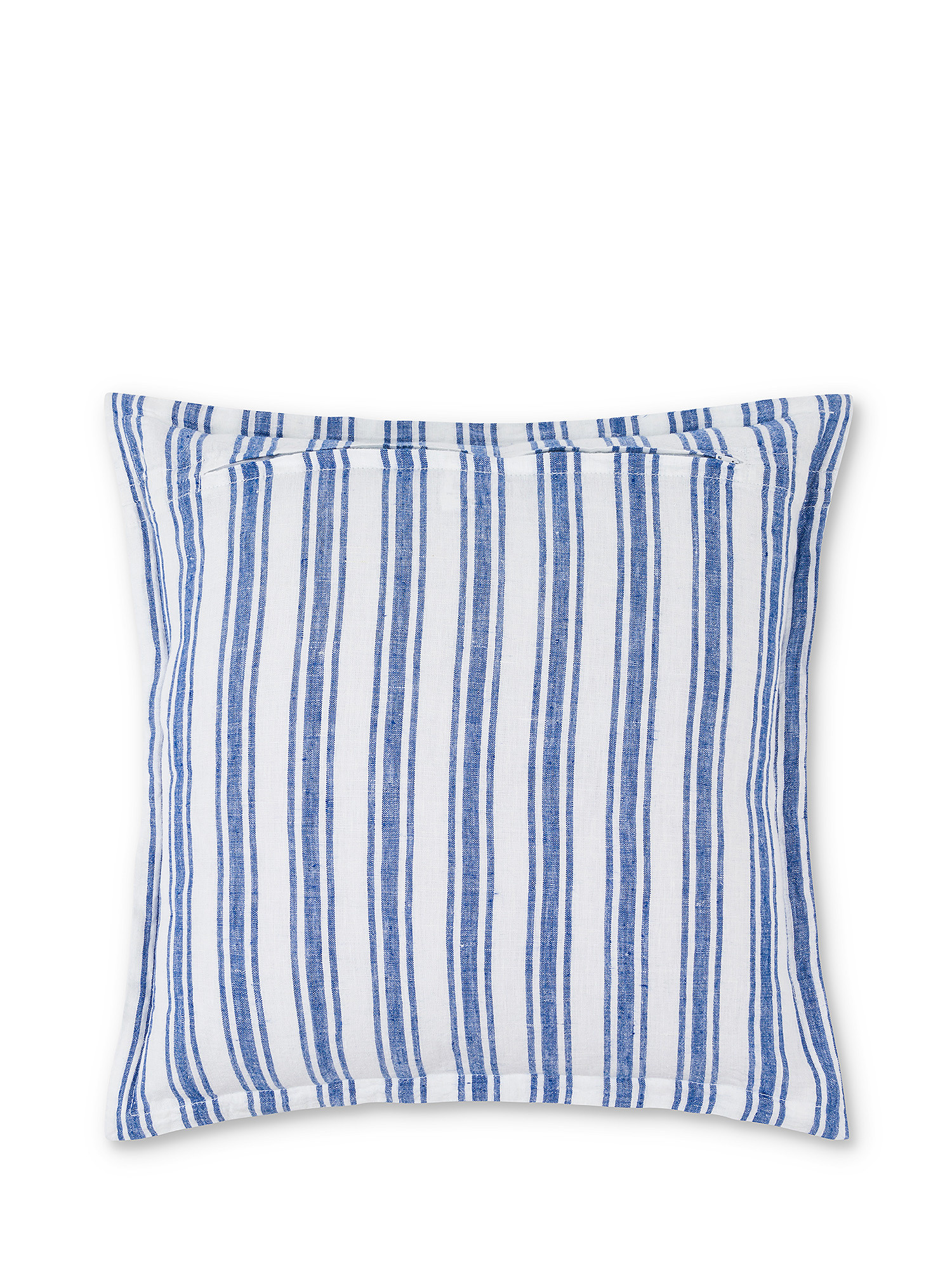 Cuscino puro lino a righe 45x45cm, Azzurro, large image number 1