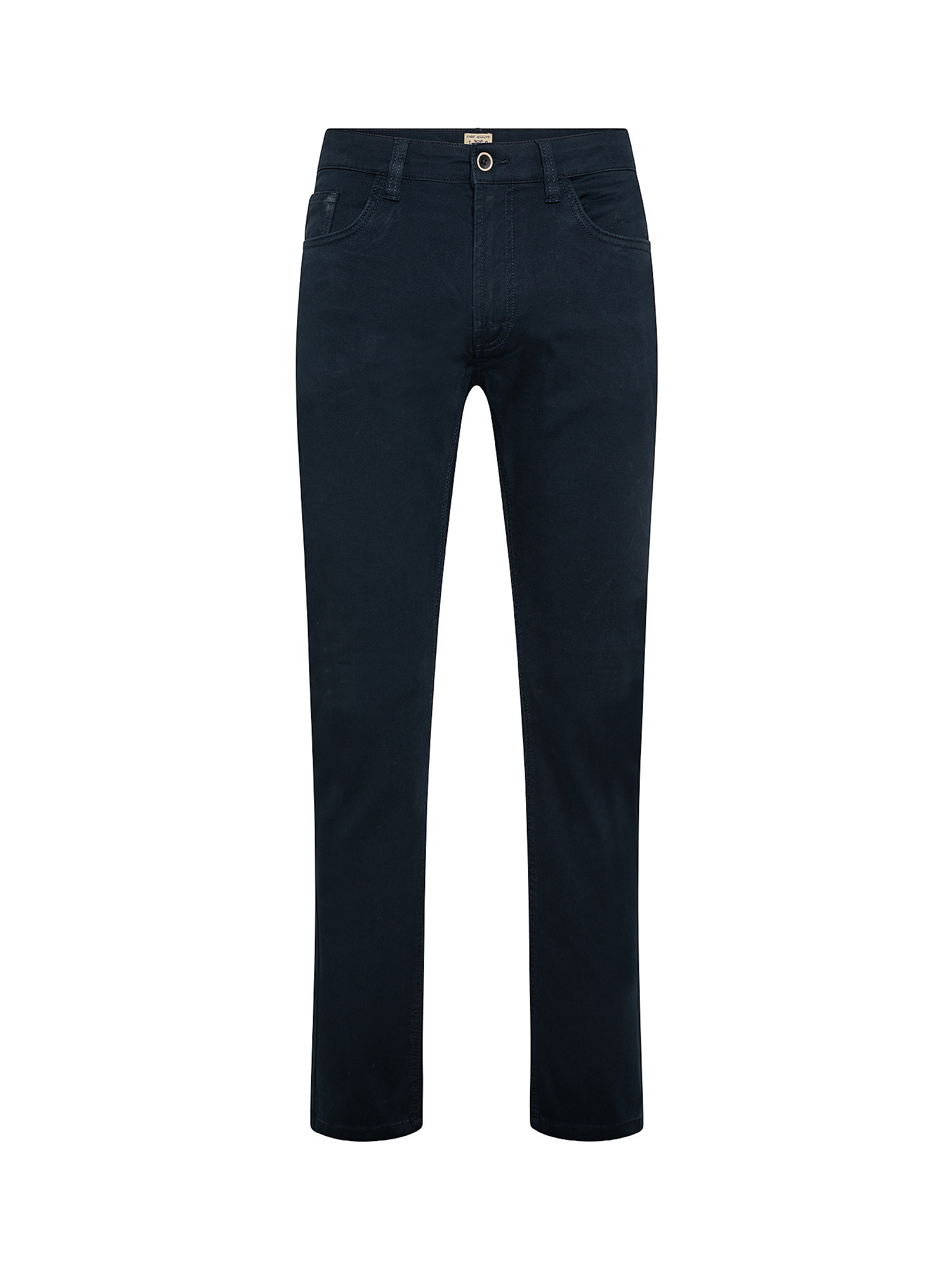 Five-pocket slim comfort fit trousers in stretch cotton, Dark Blue, large image number 0