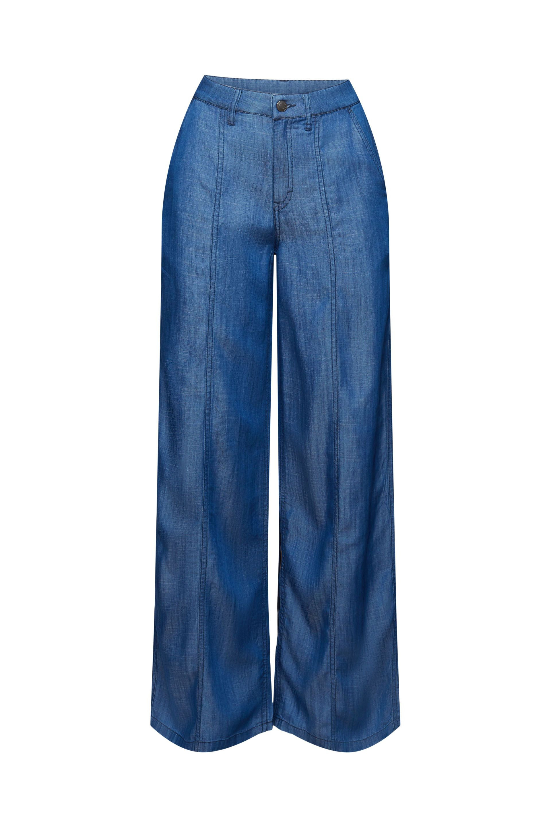 Esprit - Wide leg trousers and high waist, Denim, large image number 0