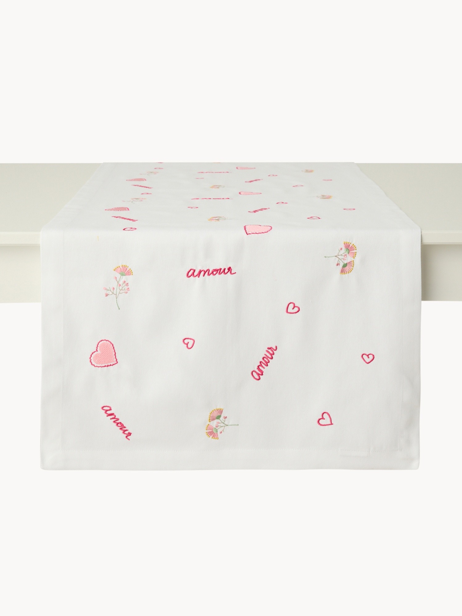 Runner in puro cotone con ricami romantici - Prezzo di lancio, Bianco, large image number 1