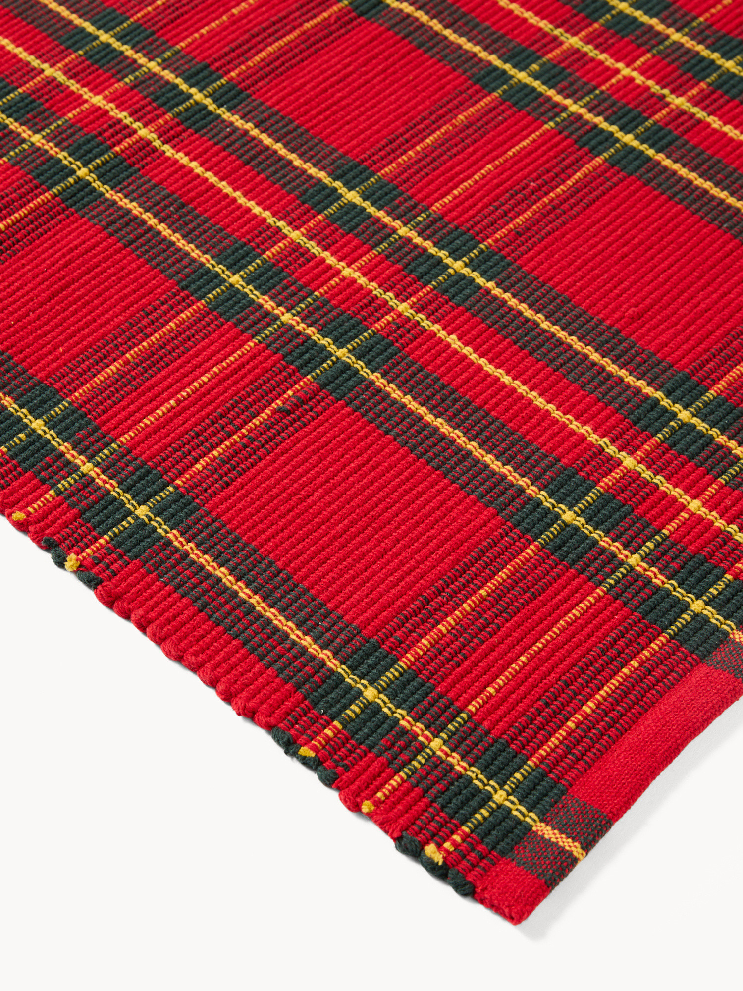 Tappeto da cucina tartan in puro cotone, Rosso, large image number 1