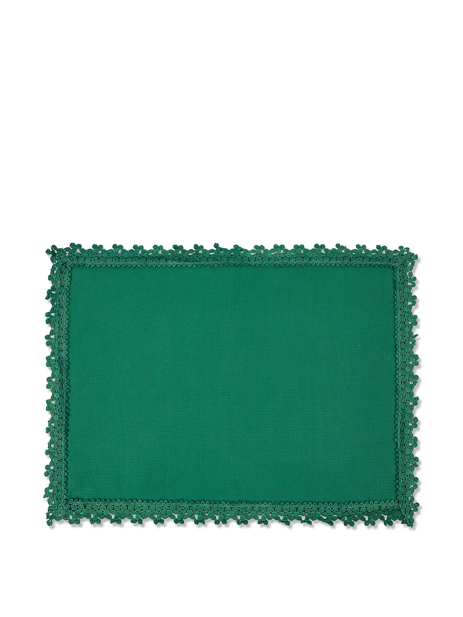Tovaglietta puro cotone tinta unita con ricamo, Verde scuro, large image number 0