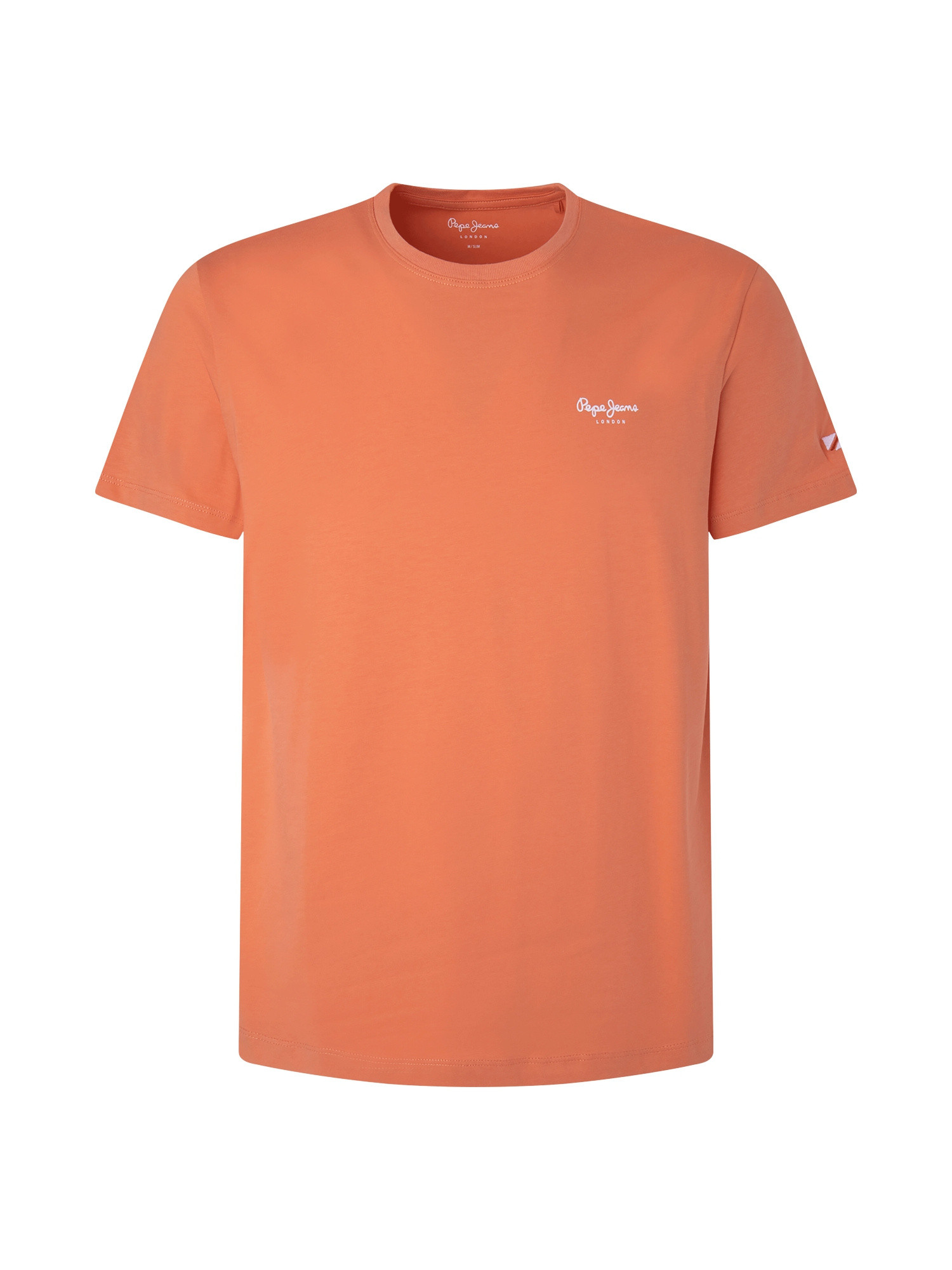 Pepe Jeans - T-shirt con logo ricamato in cotone, Arancione, large image number 0