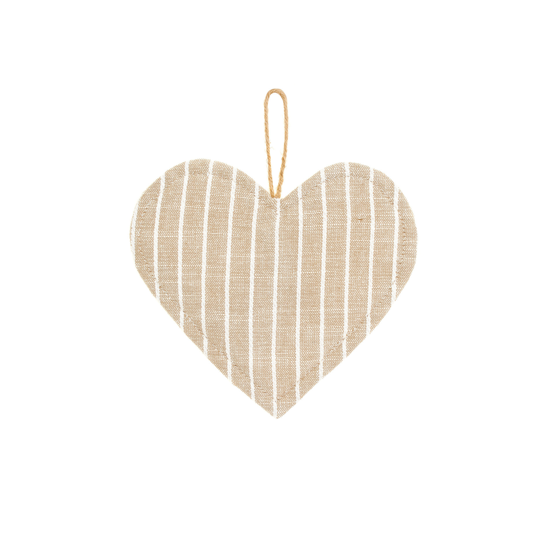 Striped 100% shot cotton heart-shaped pot holder, White / Beige, large image number 0