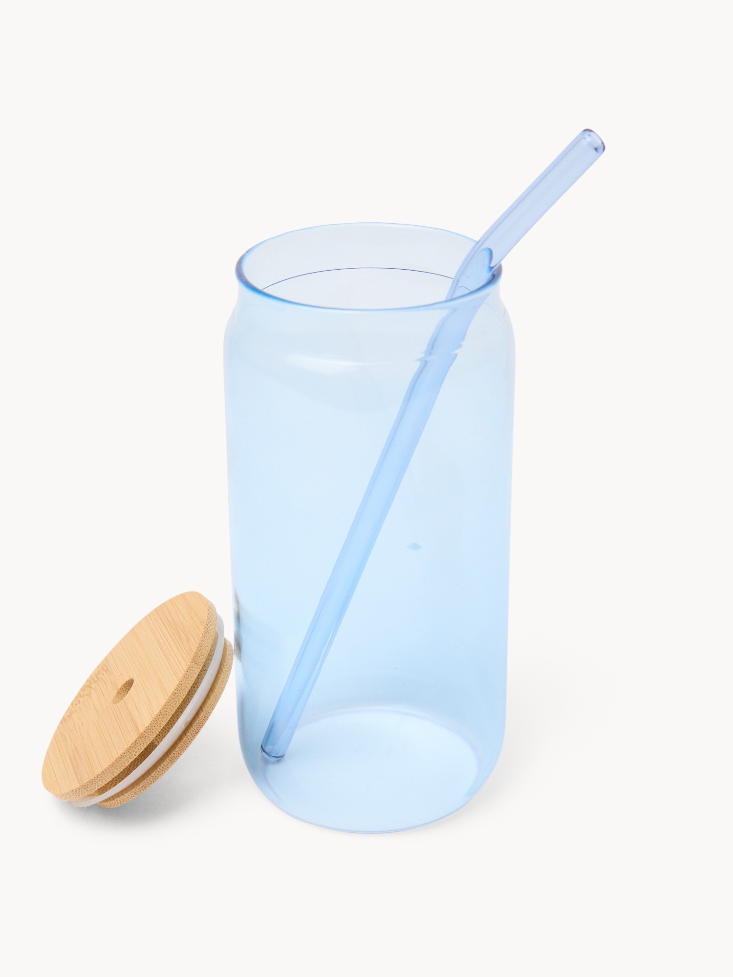 Borosilicate glass bottle with straw - Introductory price, Verde/Azzurro, large image number 1