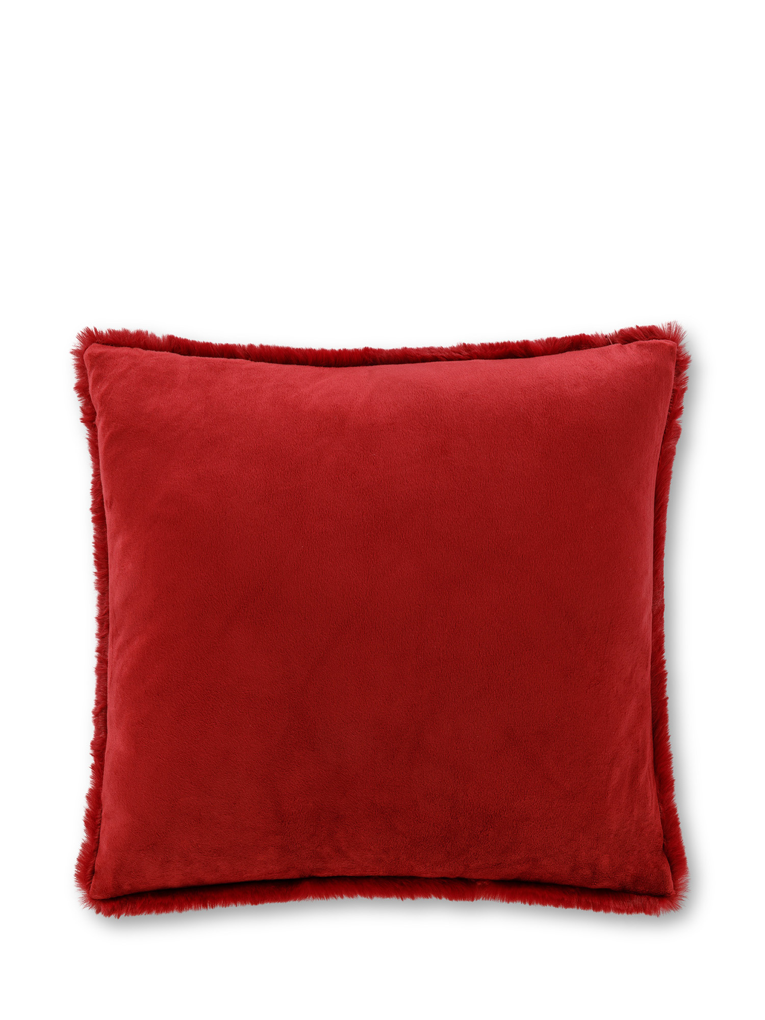 Solid color fur effect cushion, Red, large image number 1