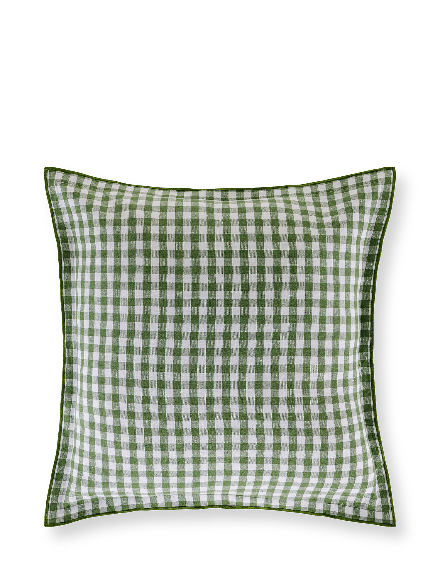 Washed cotton cushion with squares 45x45cm, Green, large image number 0