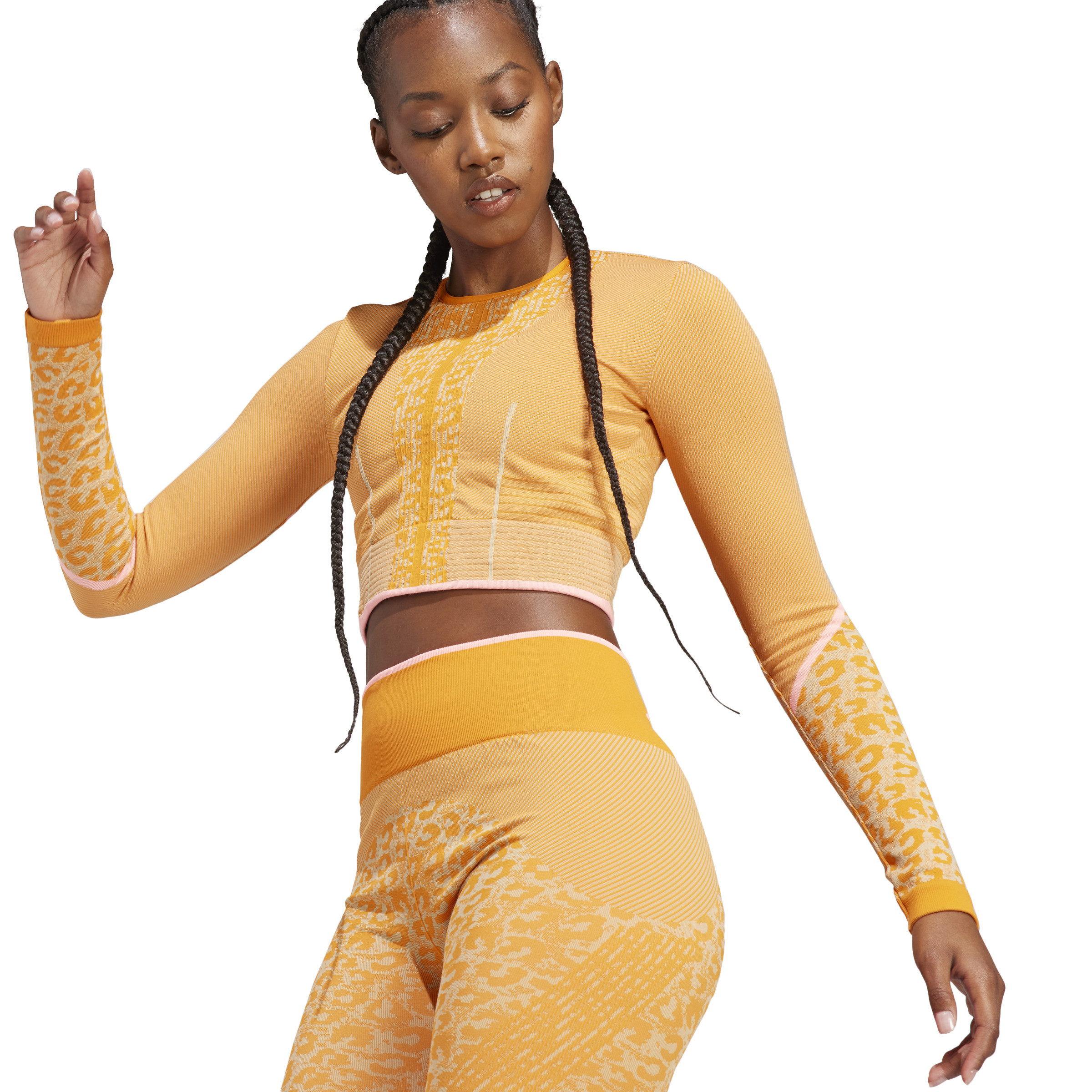 Adidas by Stella McCartney - TrueStrength Seamless Long Sleeve Yoga Top, Orange, large image number 4