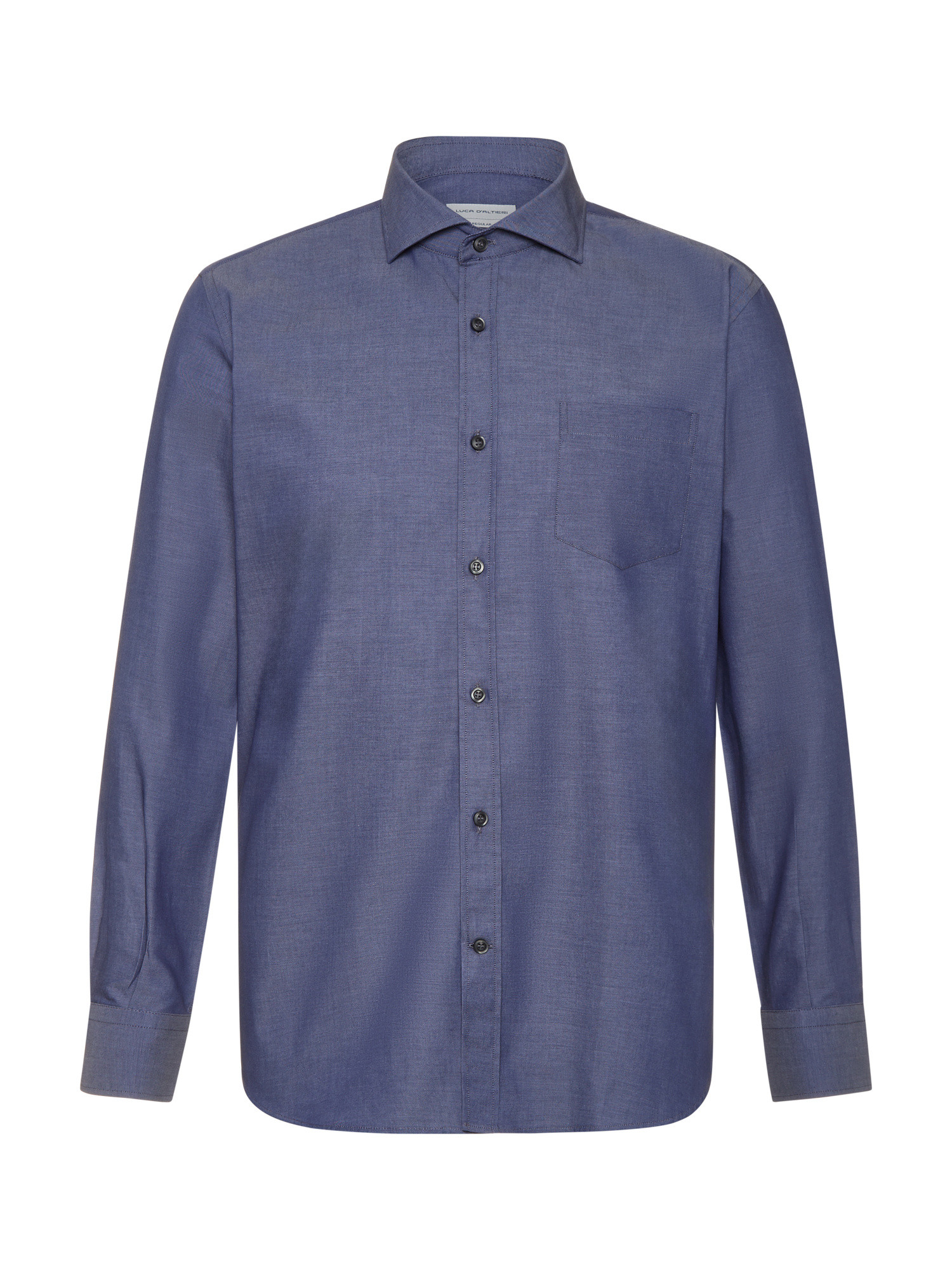 Luca D'Altieri - Regular fit casual shirt in pure cotton twill, Blue, large image number 1