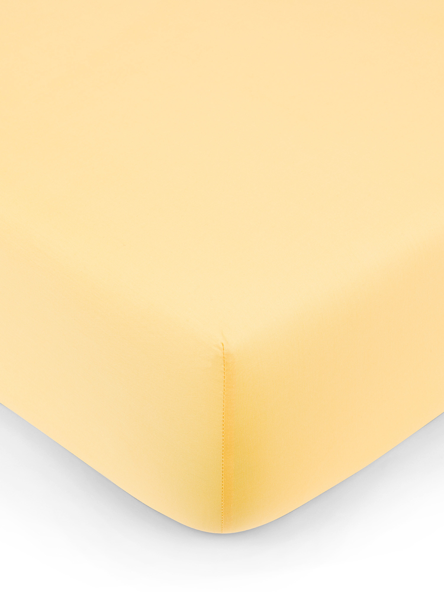 Plain cotton percale fitted sheet, Yellow, large image number 0