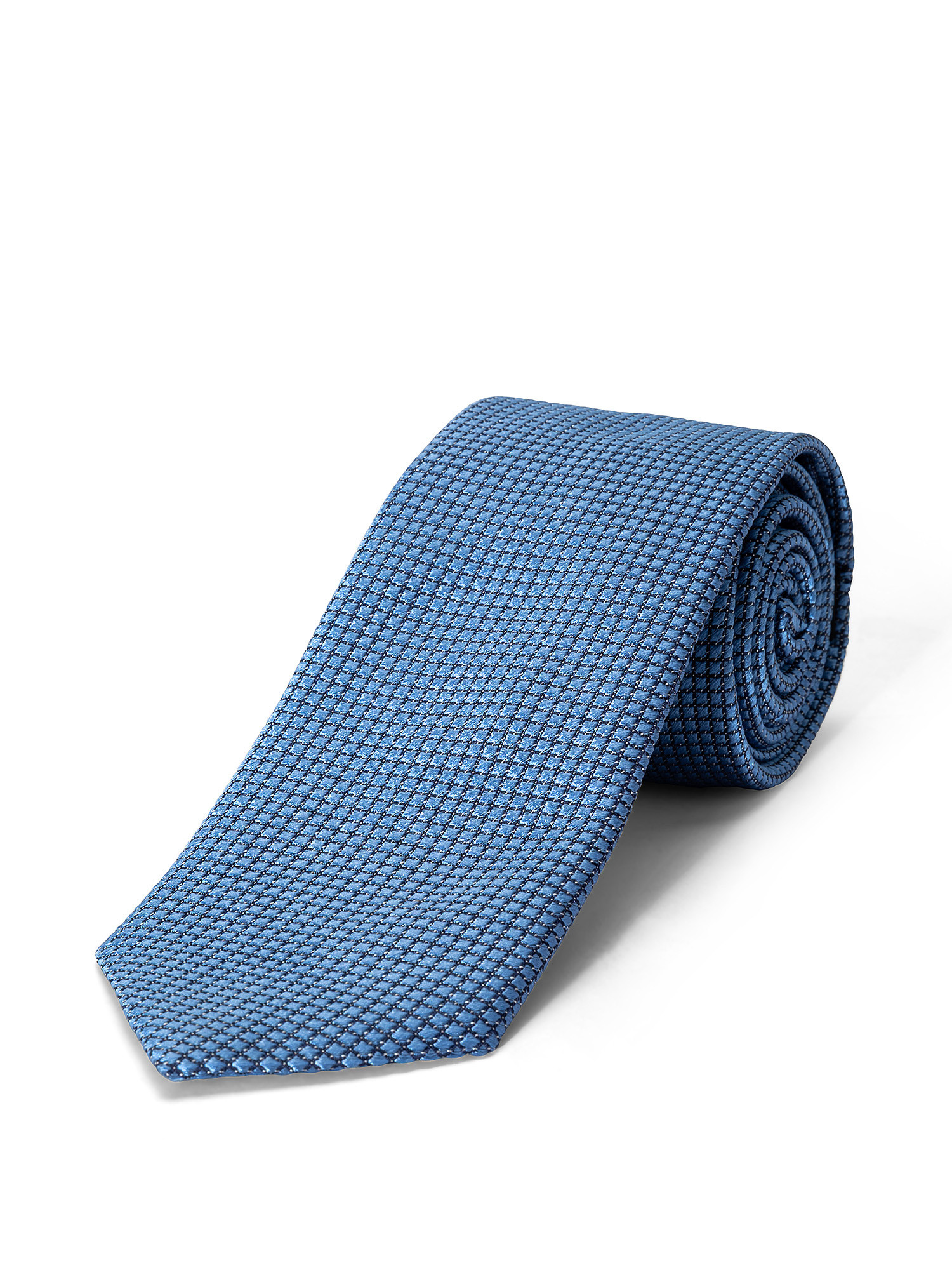 Cravatta in pura seta tinta unita, Azzurro, large