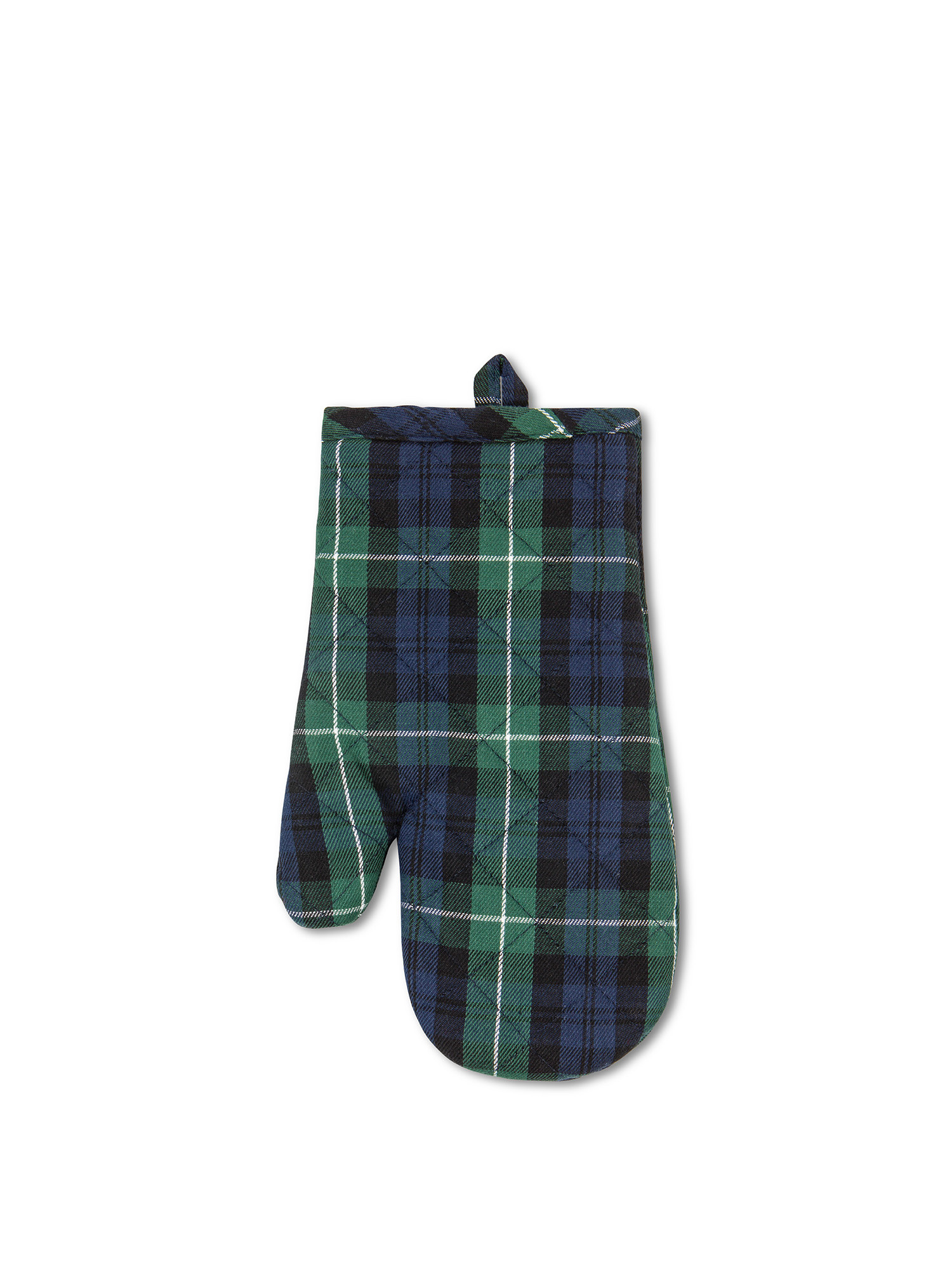 Guanto da cucina twill di cotone tartan, Blu, large image number 0