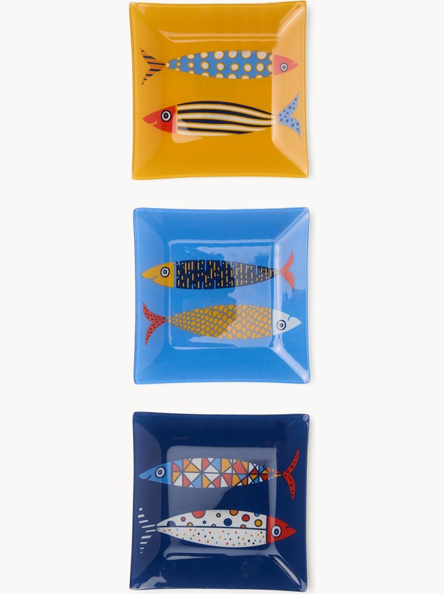 Glass plate with fish decoration - Introductory price