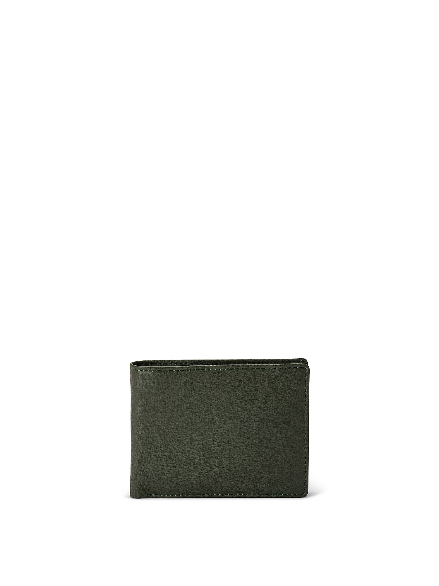Solid color genuine leather wallet, Dark Green, large image number 0