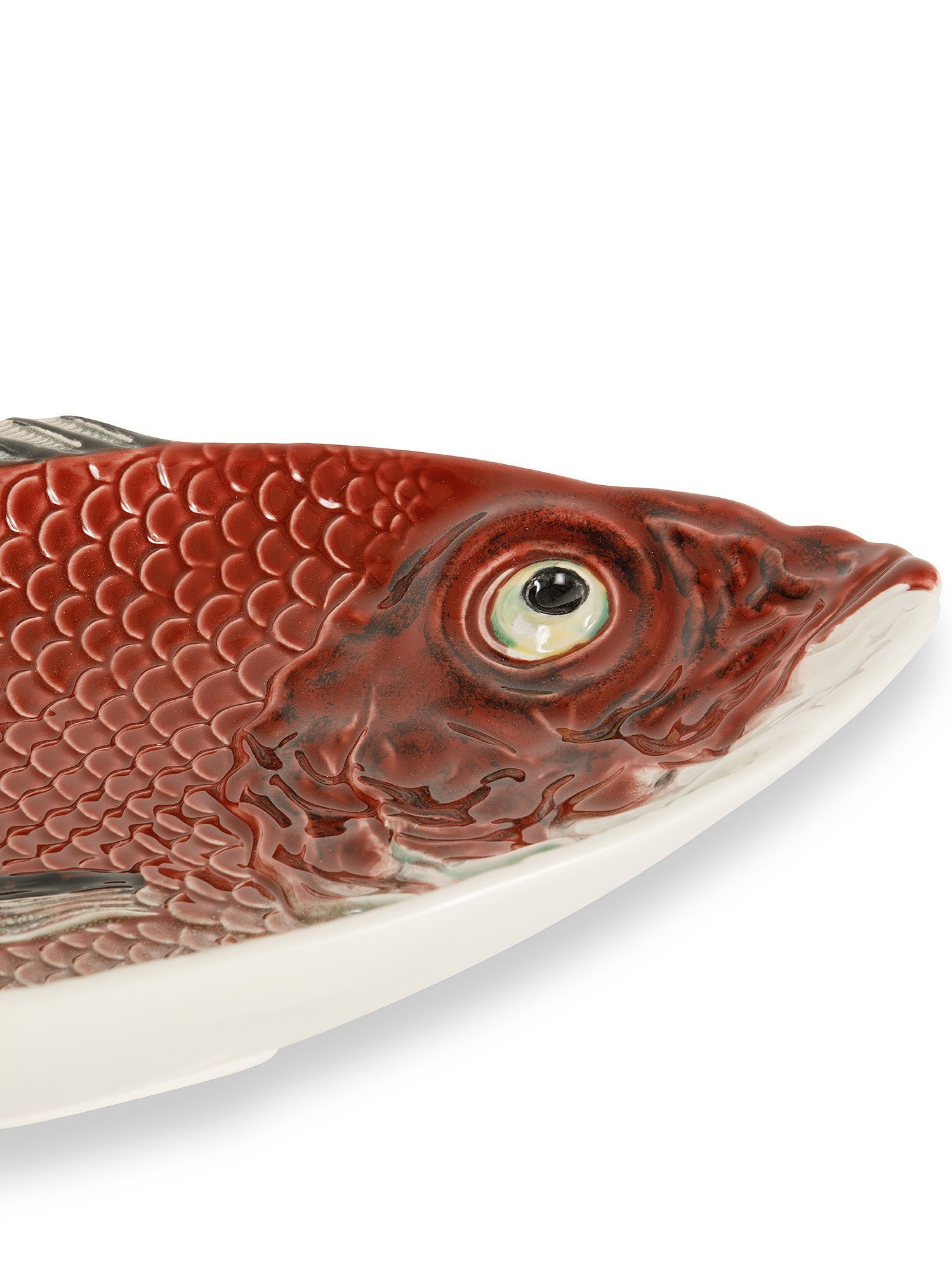 Ceramic fish serving dish, Red, large image number 1