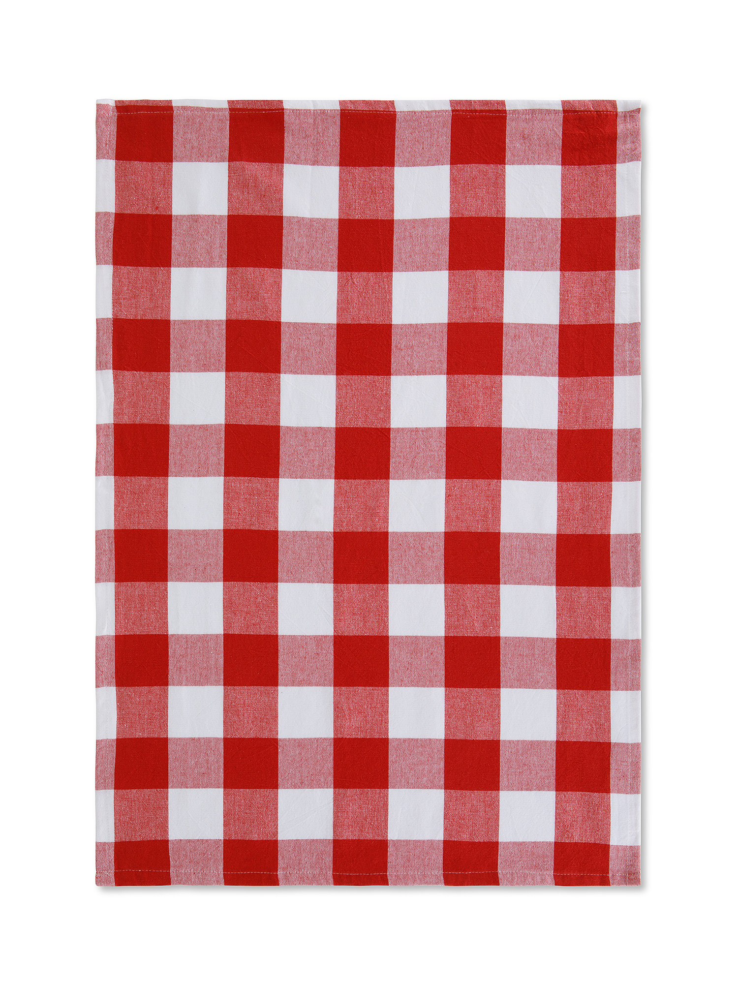 Set of 3 vichy patterned cotton tea towels, Red, large image number 3