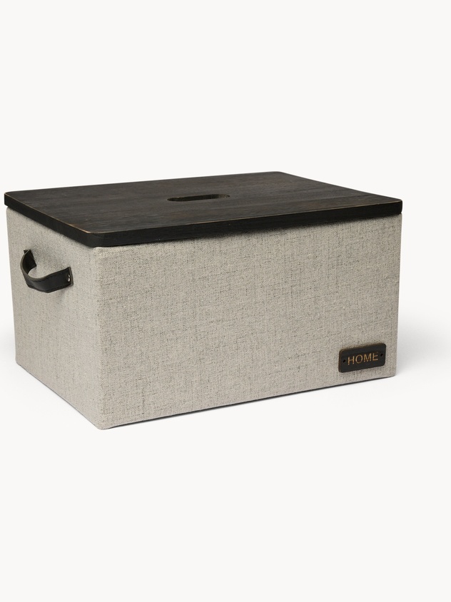 Fabric Hamper with Wooden Lid - Discounted Price