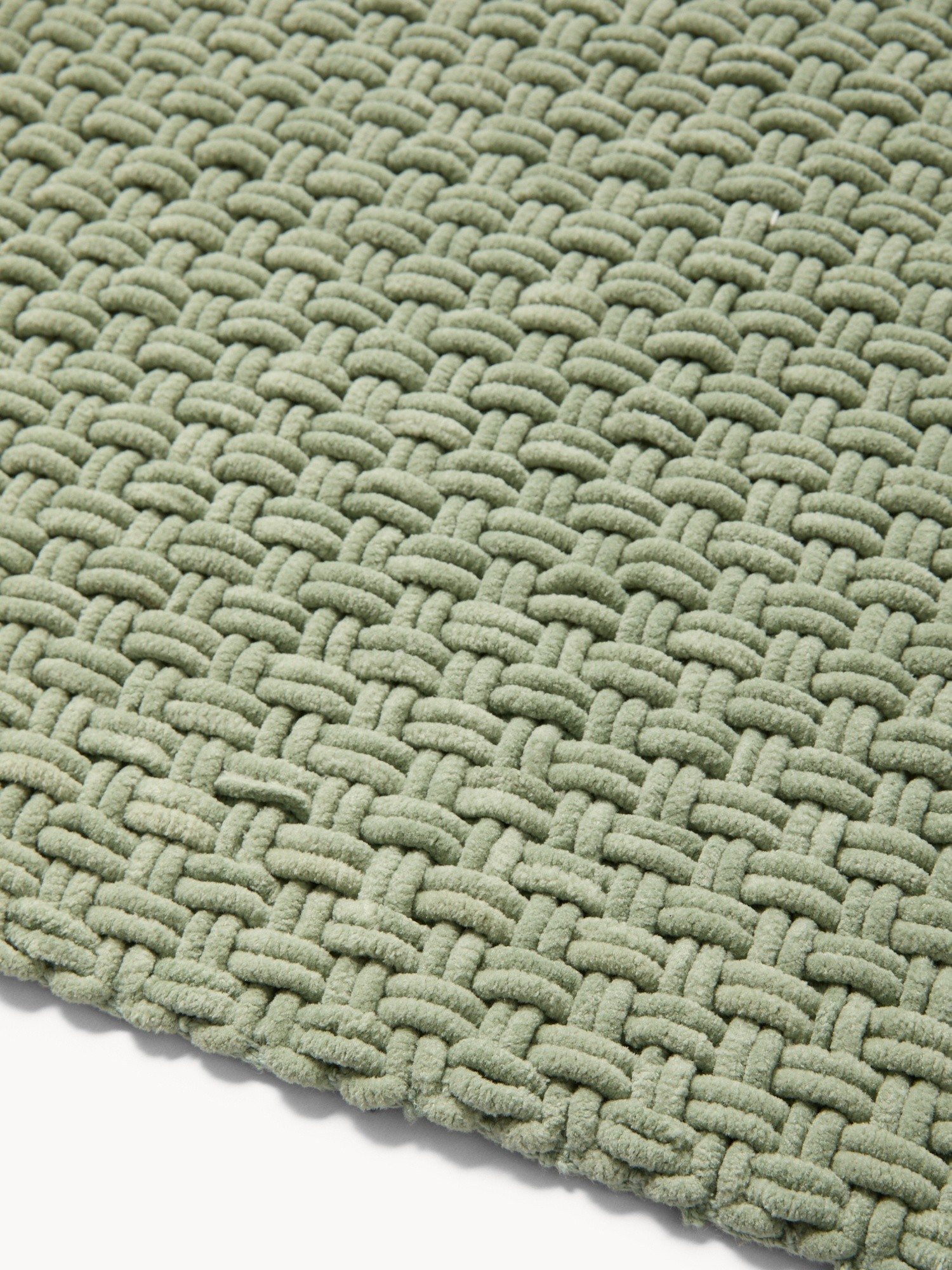 Chenille Bath Mat with Woven Effect - Discounted Price, Green, large image number 1