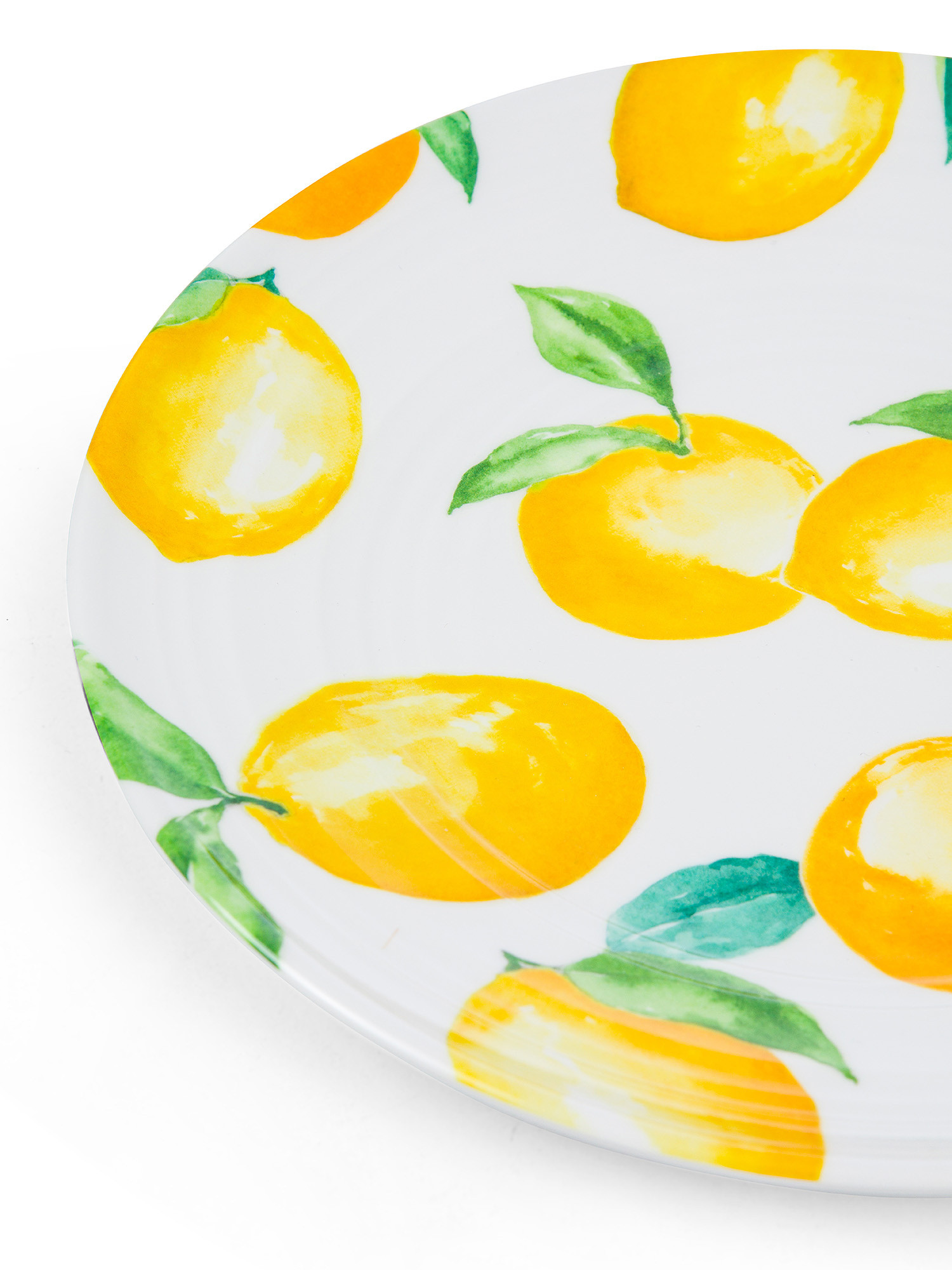Piatto frutta melammina motivo limoni, Bianco, large image number 1