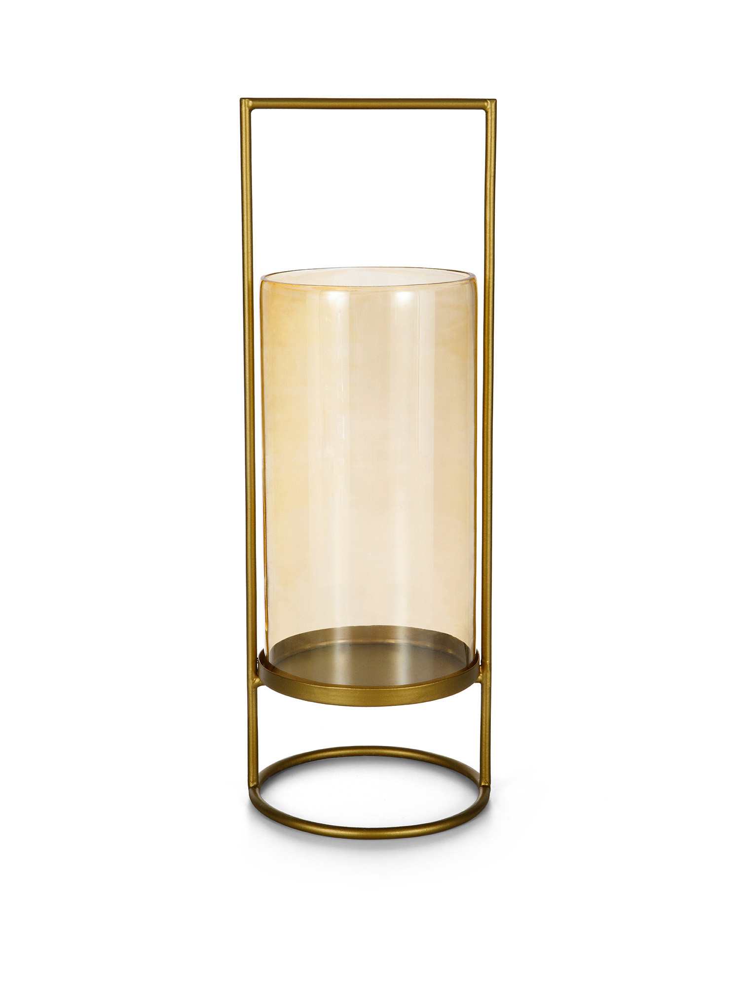 Antivento con struttura in ottone dorato e cilindro in vetro, Giallo oro, large image number 0