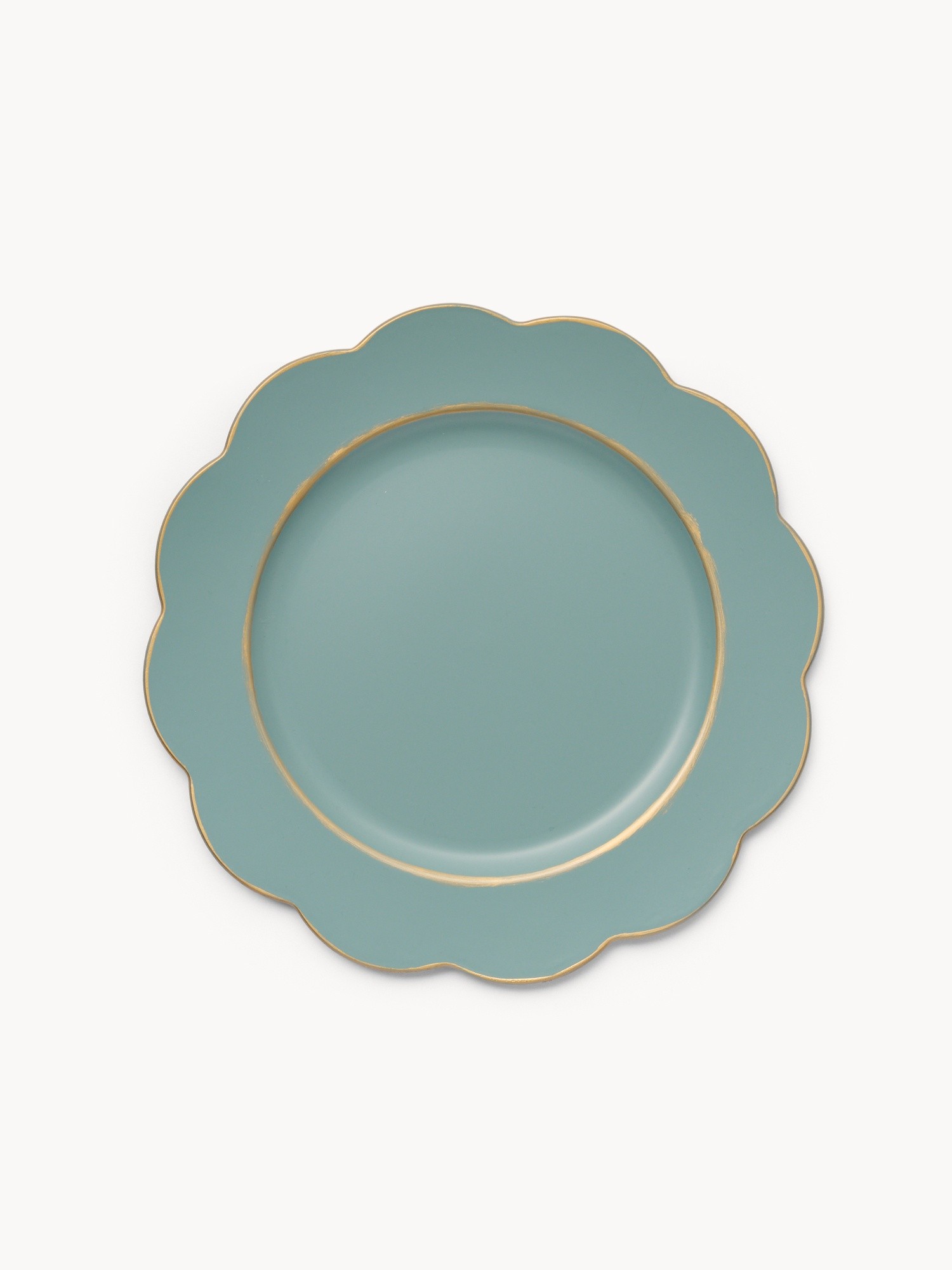 Sottopiatto in plastica con bordo ondulato, Azzurro/Oro, large image number 0