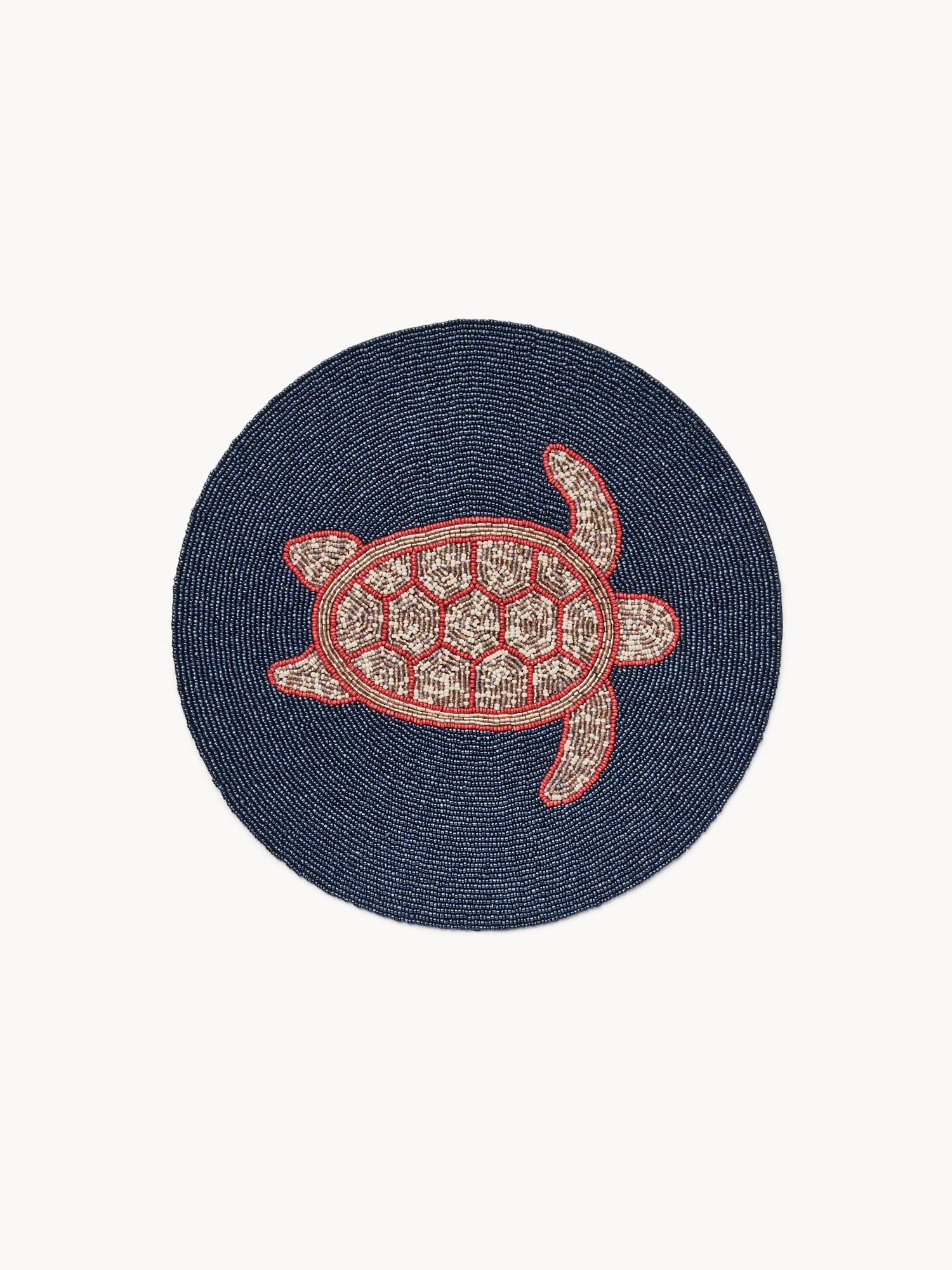 Tovaglietta fatta a mano con perline in vetro, Bianco/Blu, large image number 0