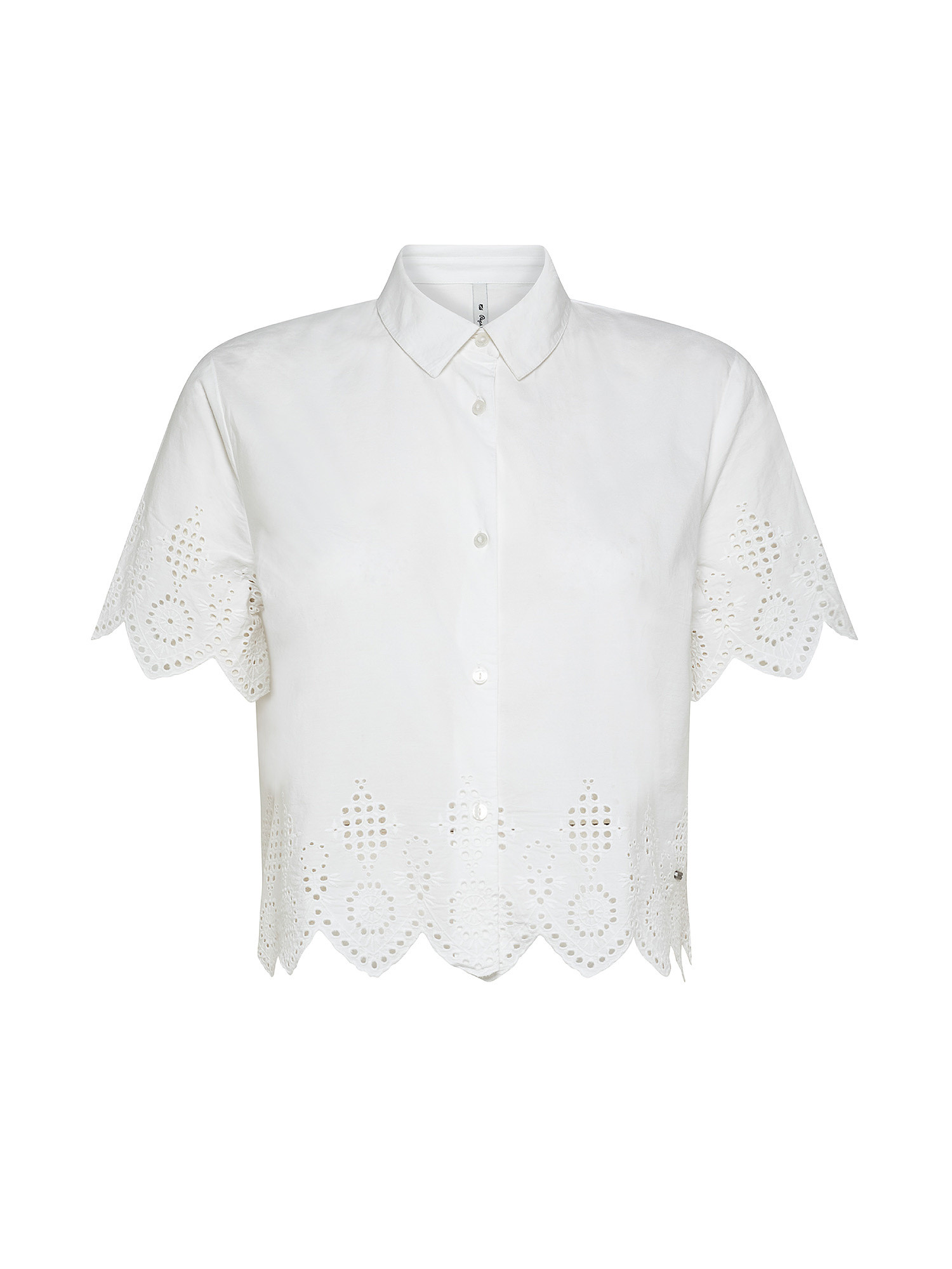 Camicia con dettaglio traforato laura, Bianco, large image number 0