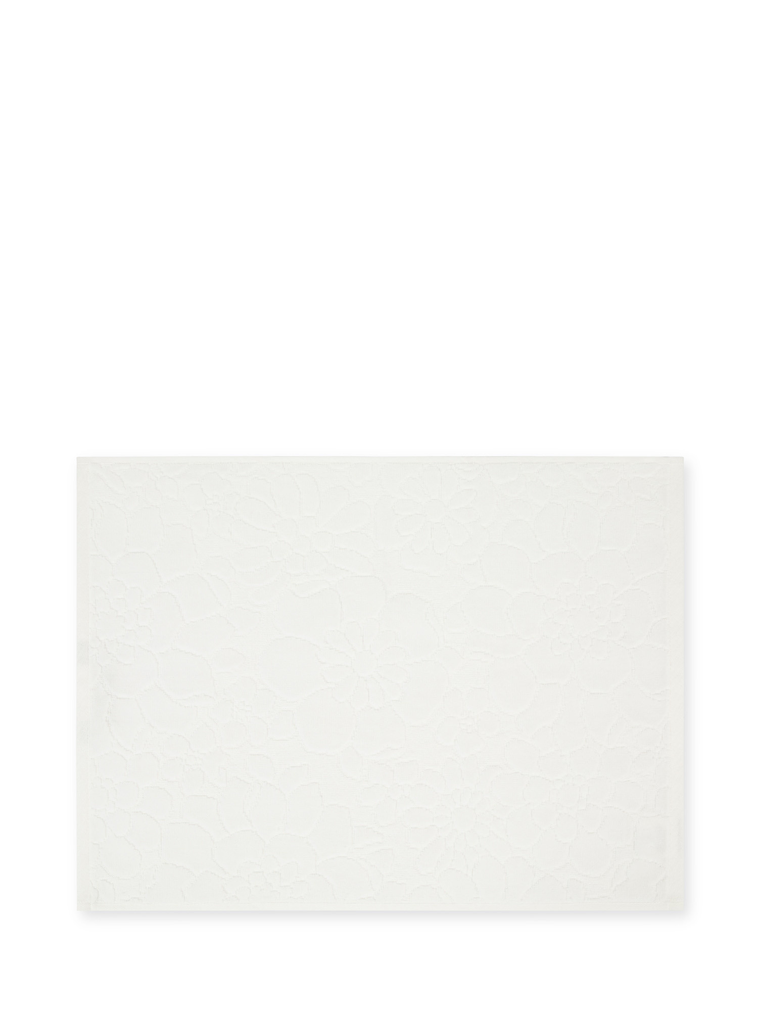 Asciugamano cotone velour motivo floreale a rilievo, Bianco, large image number 1