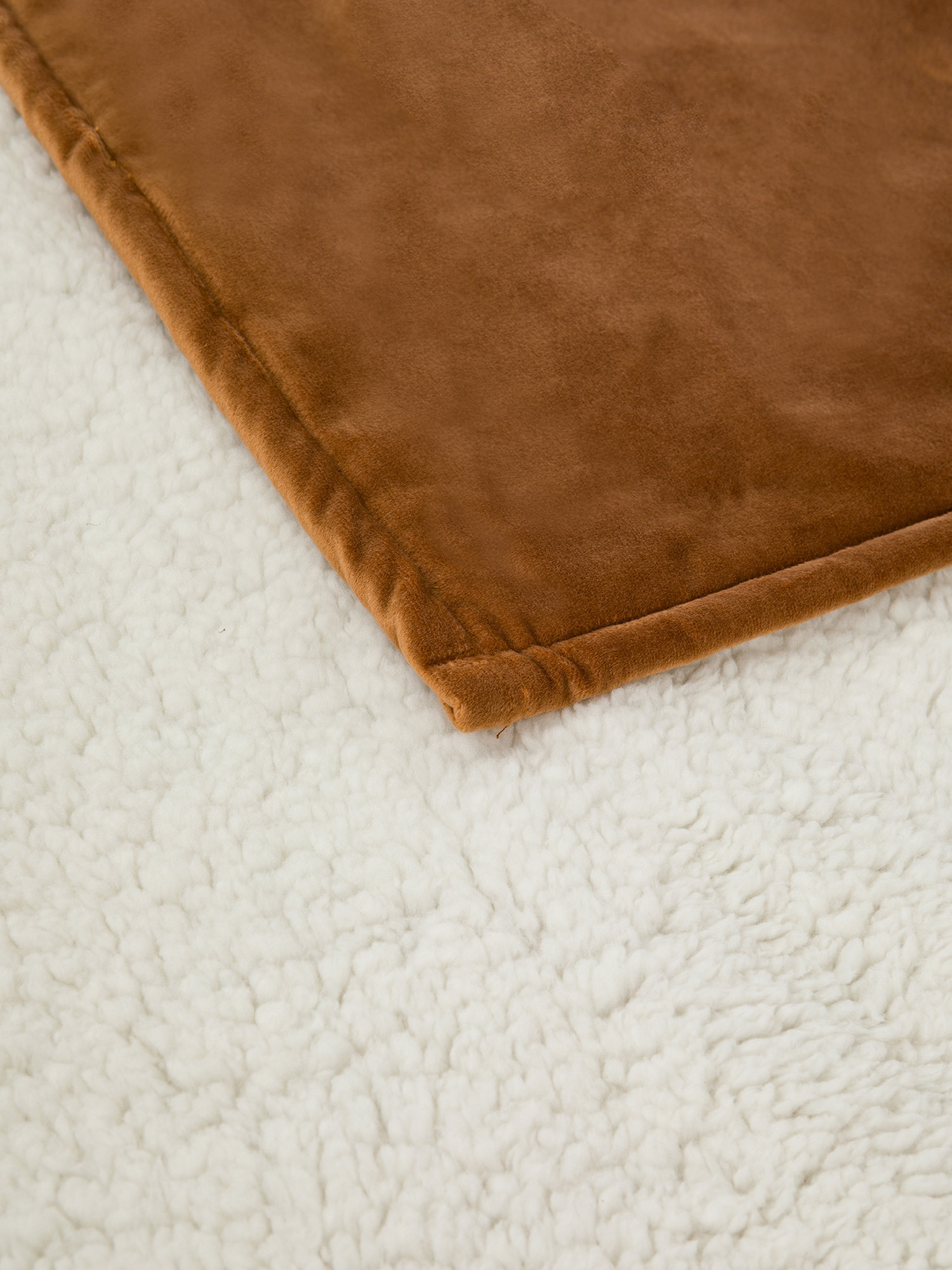Velvet and sherpa plaid, Brown, large image number 1