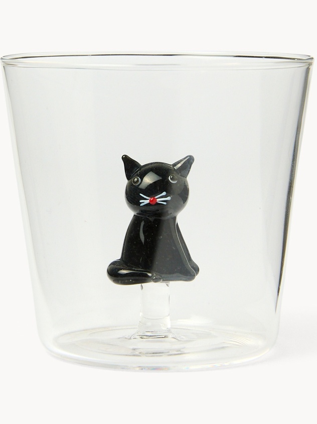 Bicchiere in vetro borosilicato dettaglio gattino