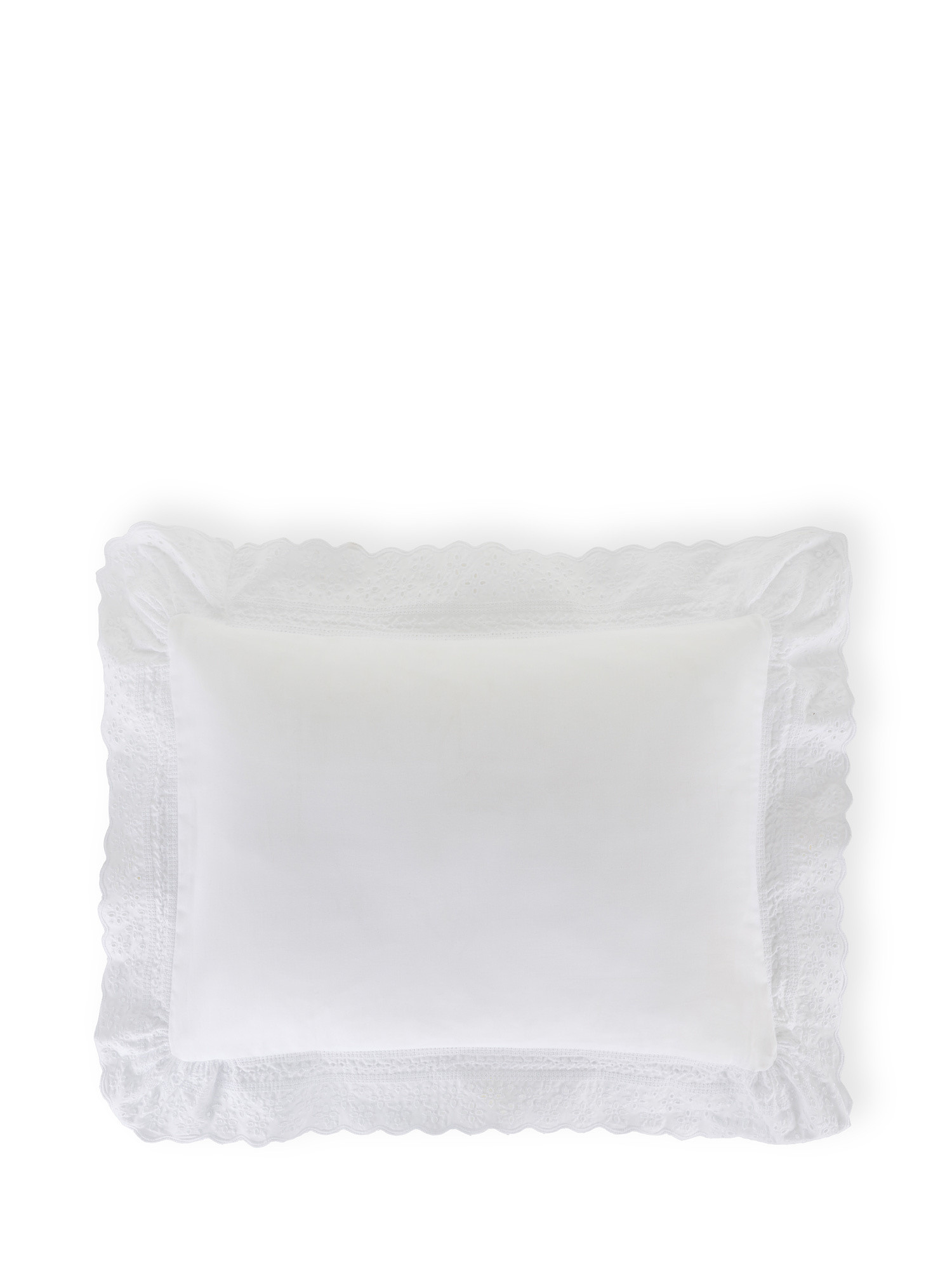 Portofino cushion with Sangallo lace edging, White, large image number 0