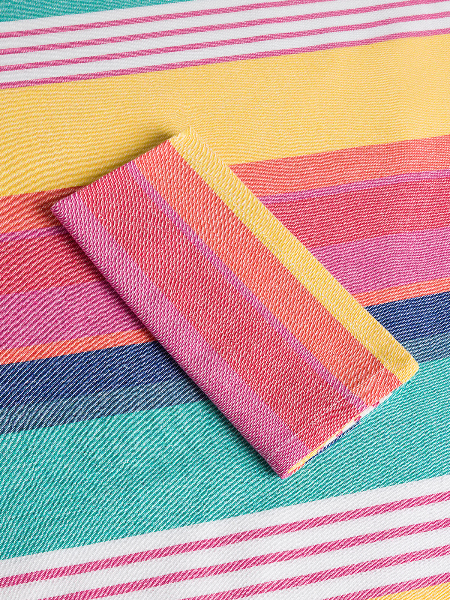 Tovaglia in puro cotone a righe, Multicolor, large image number 1