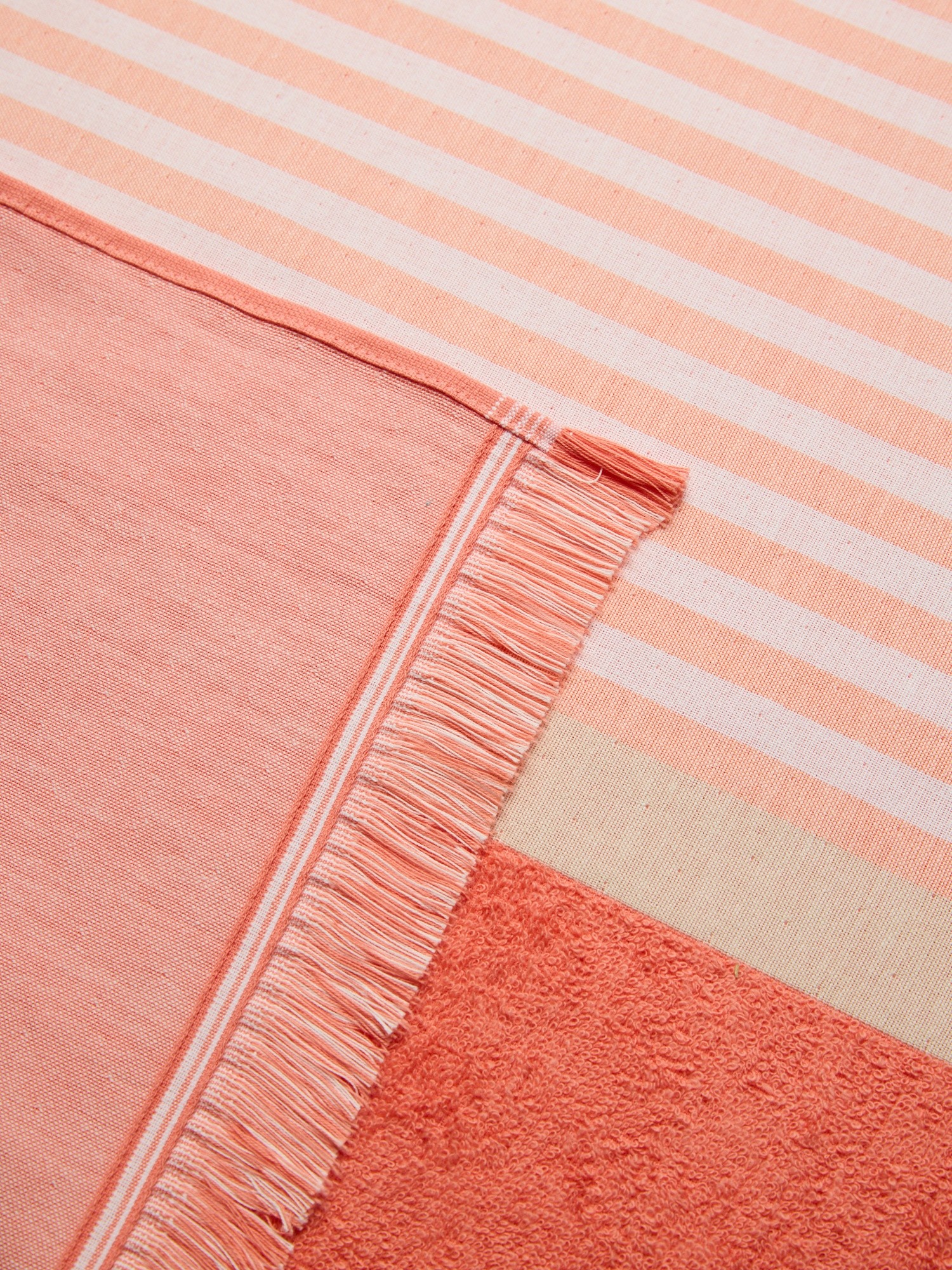 Fringed Cotton Hammam Beach Towel - Introductory Price, Coral Red, large image number 1