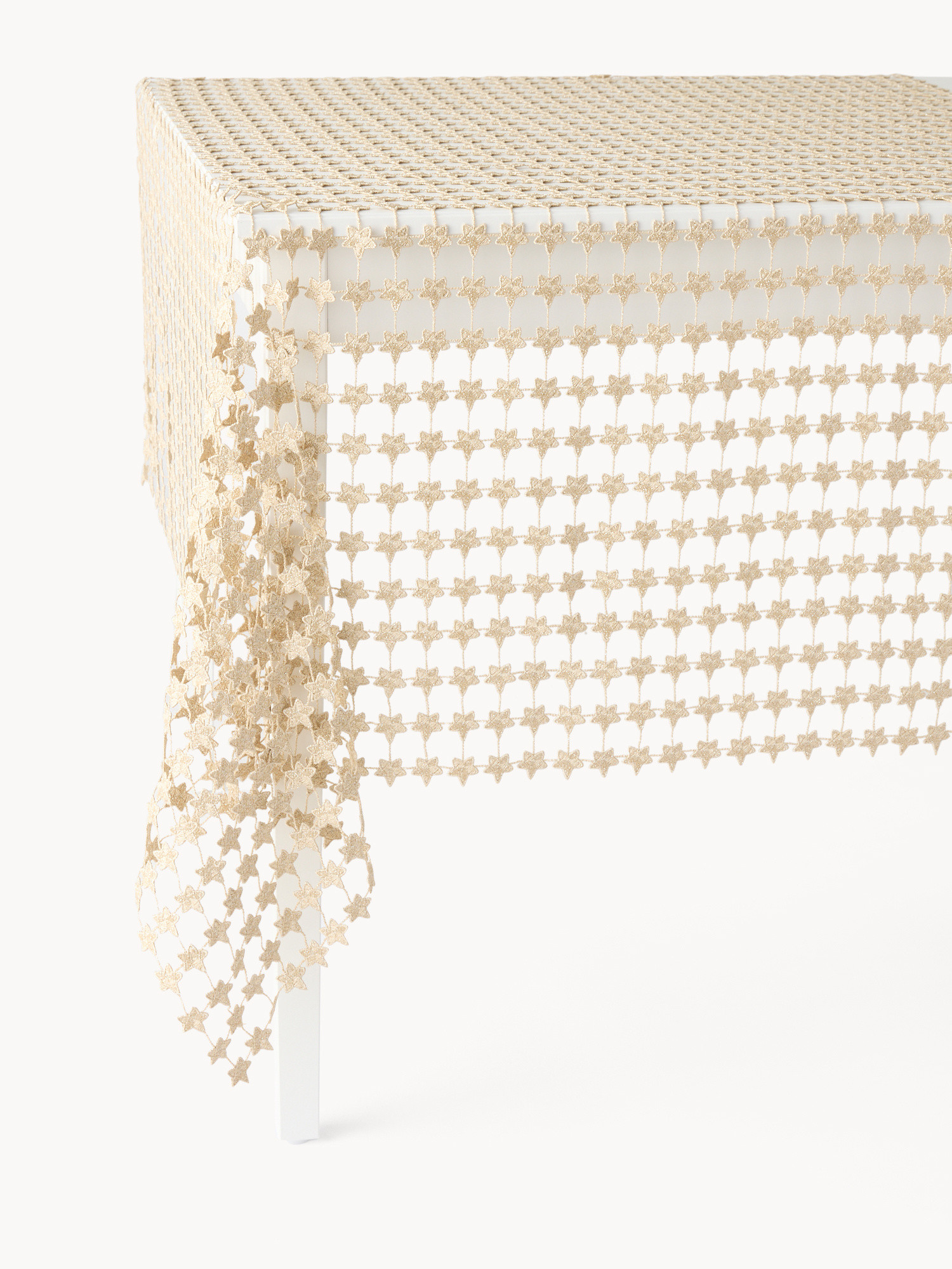 Perforated gold lurex tablecloth, Gold, large image number 0