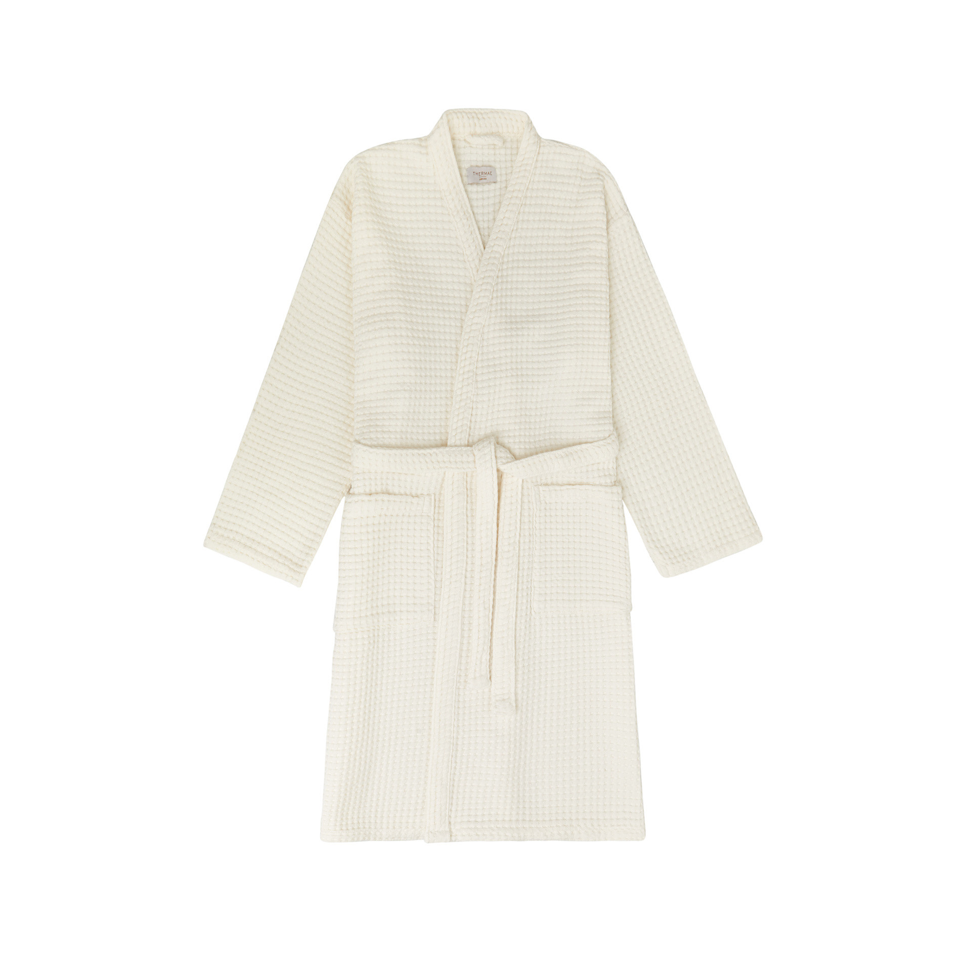 100% cotton honeycomb bathrobe Thermae, White Cream, large image number 1