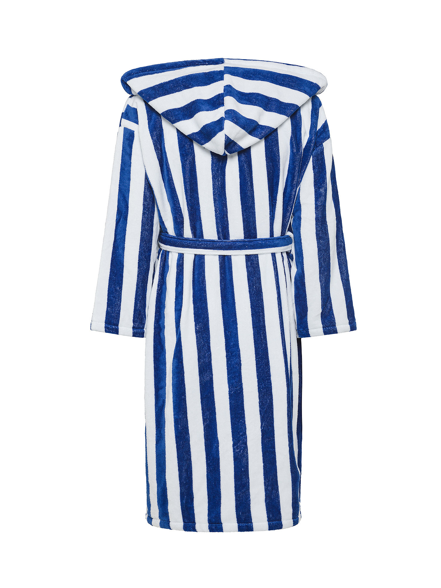 Cotton velor bathrobe with sailor stripes motif, Blue, large image number 1