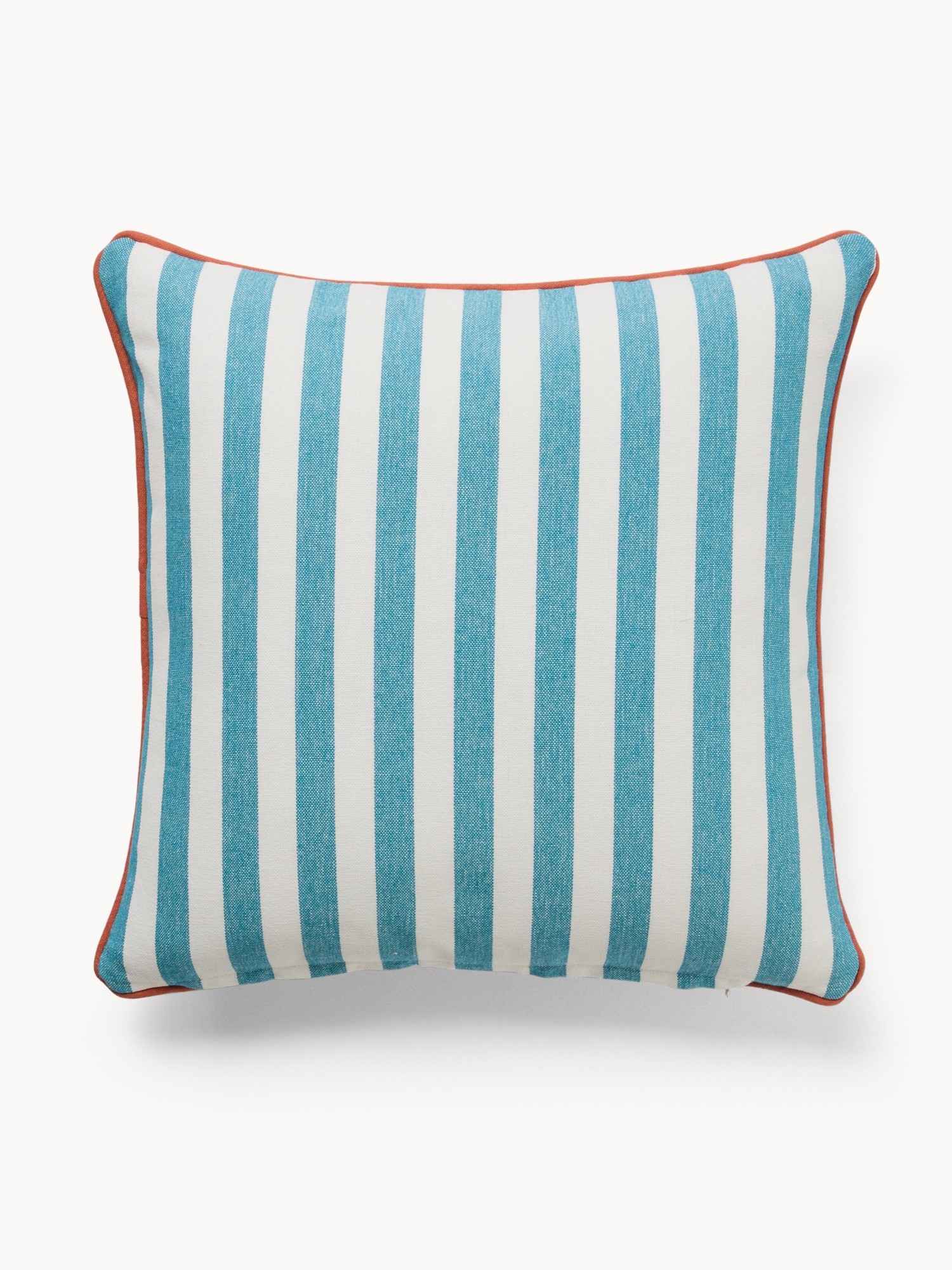 Striped Cushion with Contrast Overlock 45x45cm - Introductory Price, Blue, large image number 1