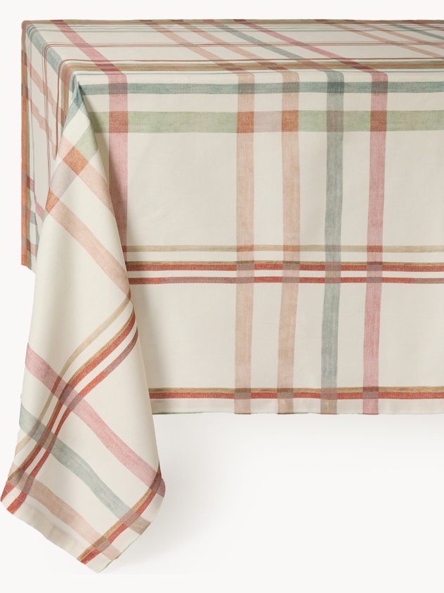 Cotton Panama Tablecloth with Check Print