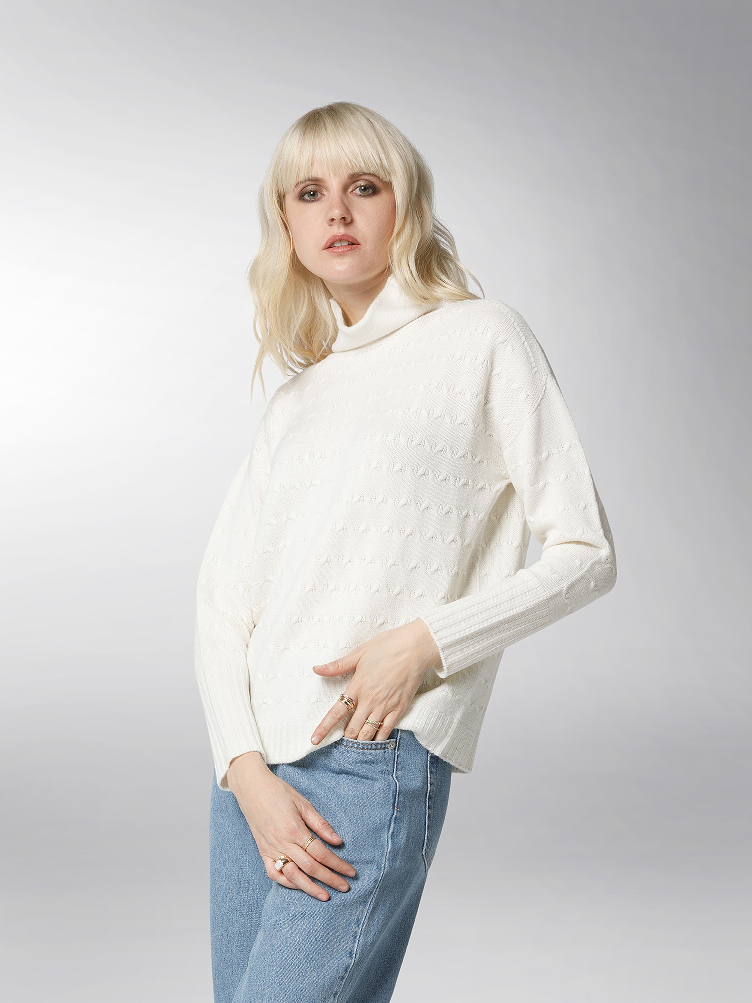 K Collection - Knitted turtleneck pullover, Ecru, large image number 3
