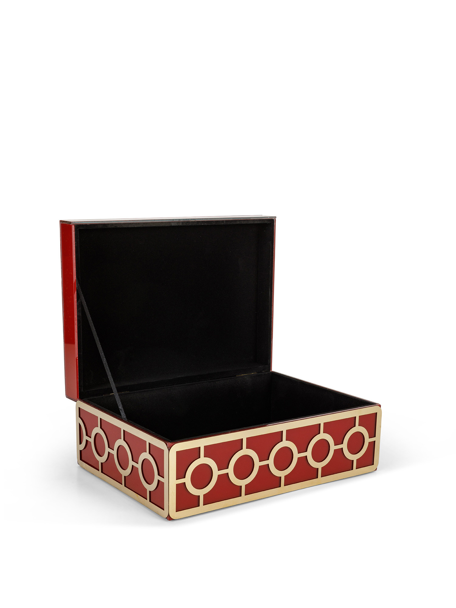 Glass jewelry box with decorations, Red, large image number 1