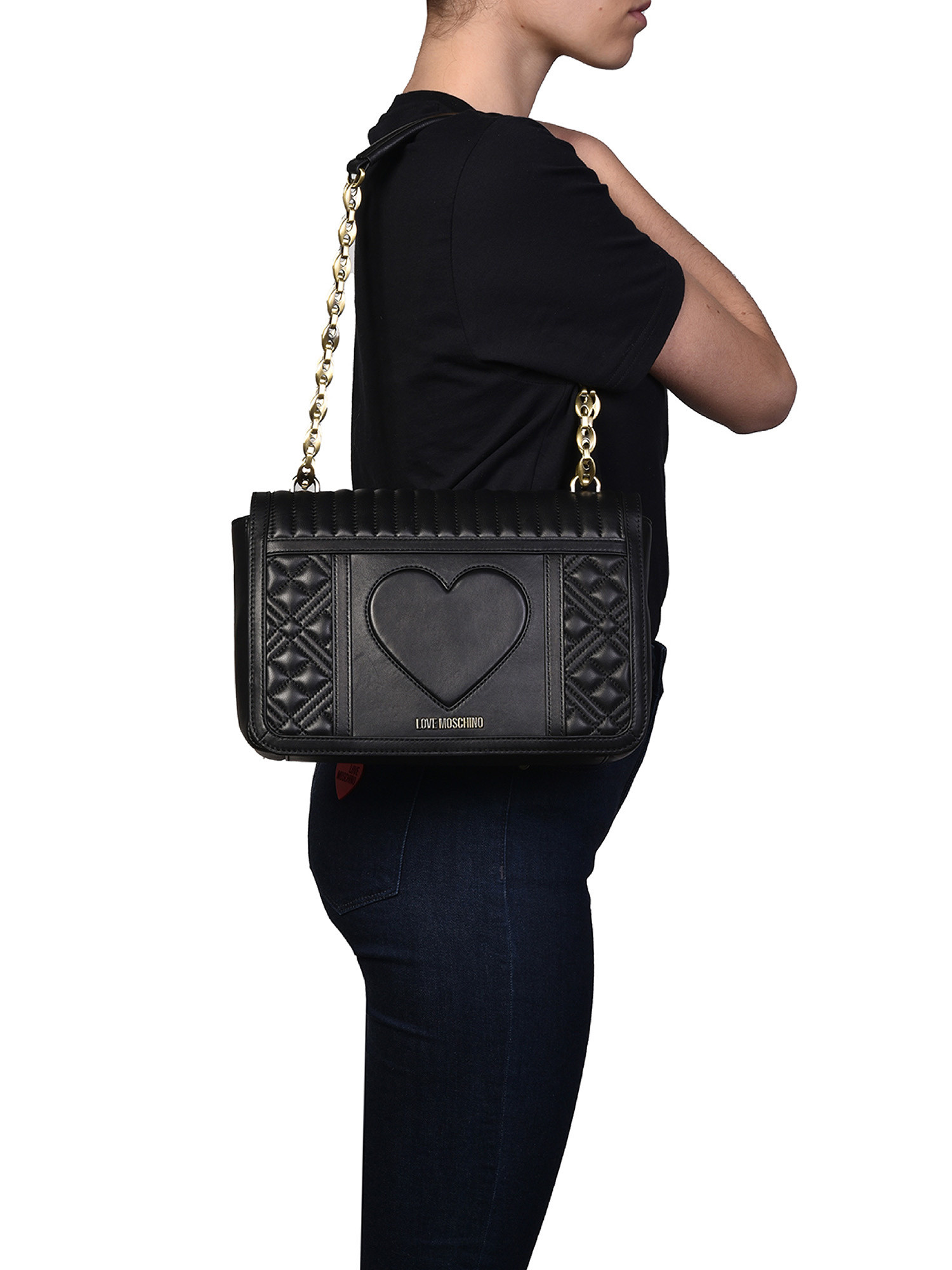 Love Moschino - Bag with logo, Black, large image number 3