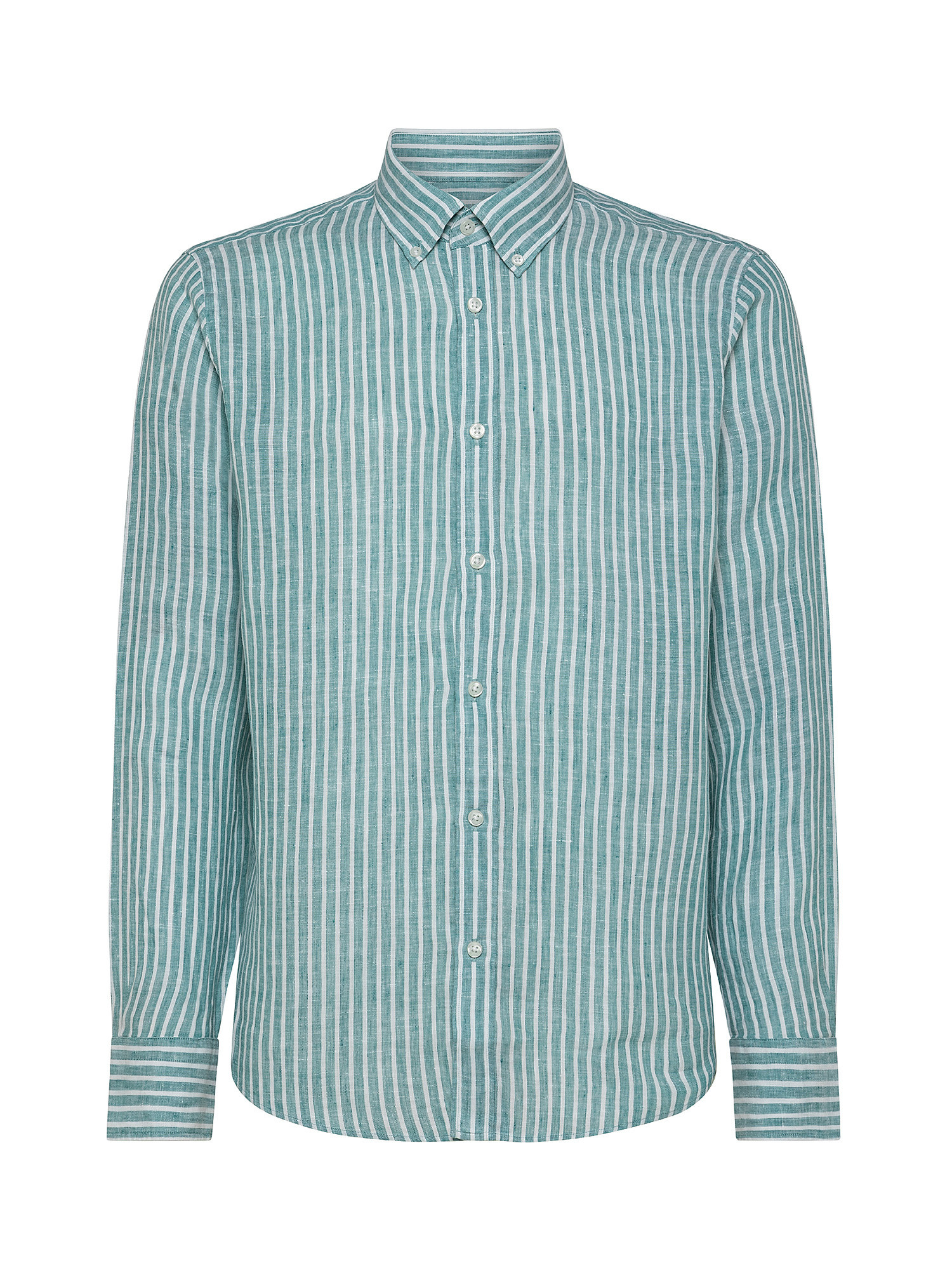 Striped linen shirt, Green, large image number 0