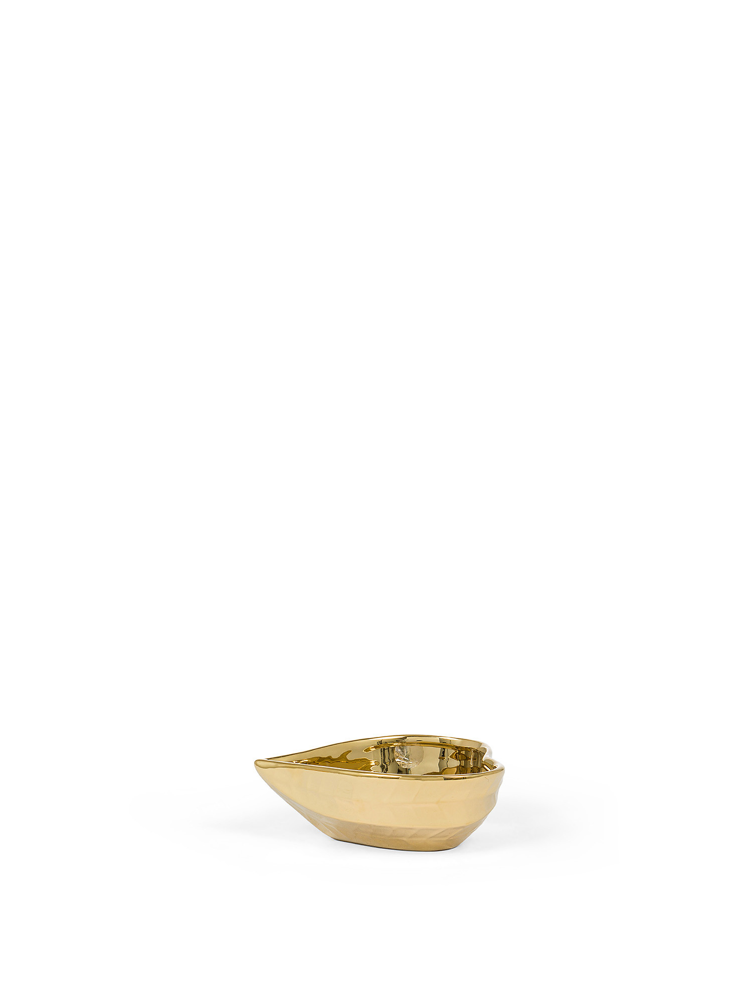 Bowl decorativa in ceramica a foglia, Oro, large image number 0