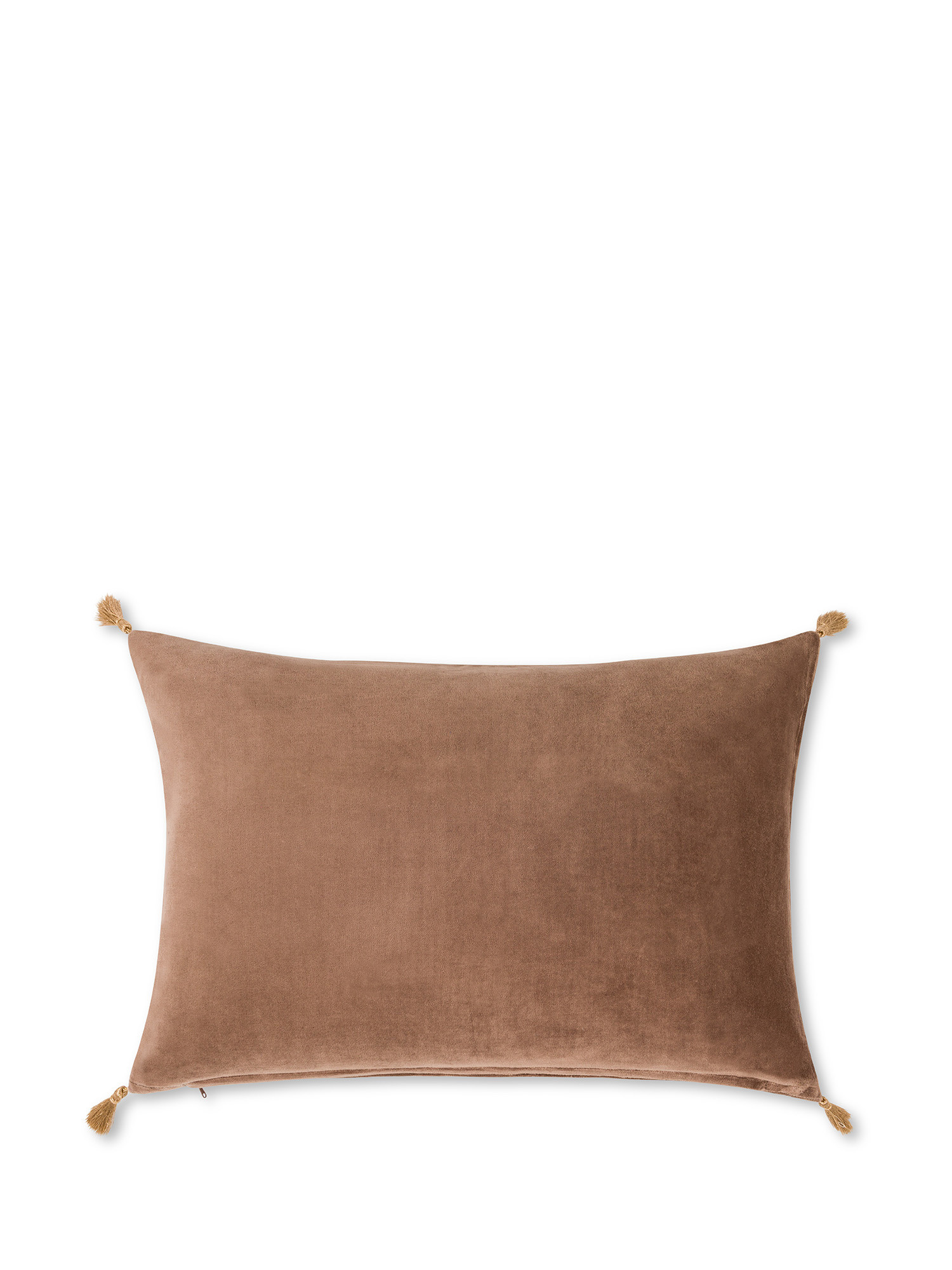 Cuscino velluto con nappine 35X55cm, Marrone, large image number 0