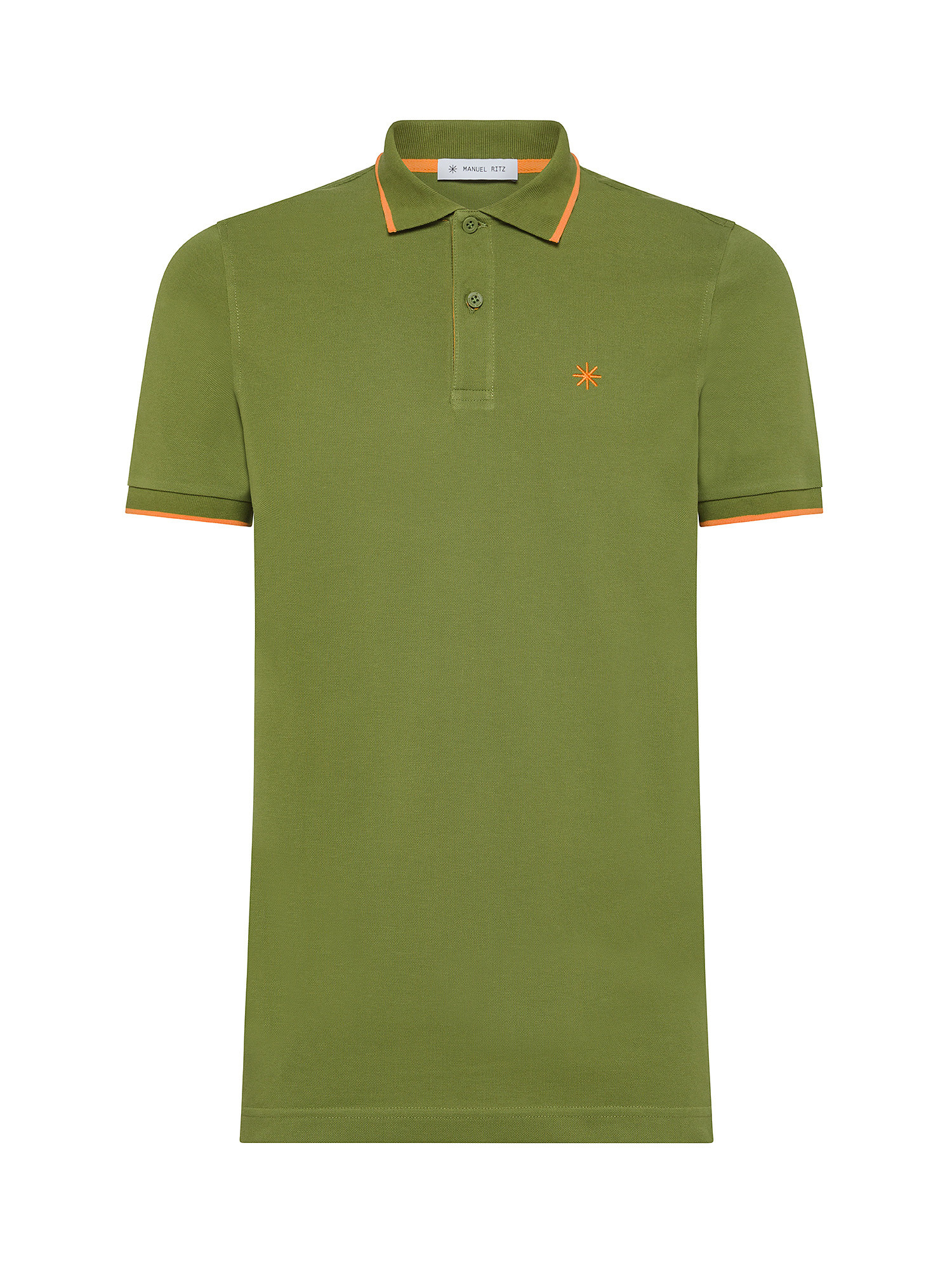 Manuel Ritz - Polo with contrasting edges and logo, Green, large image number 0