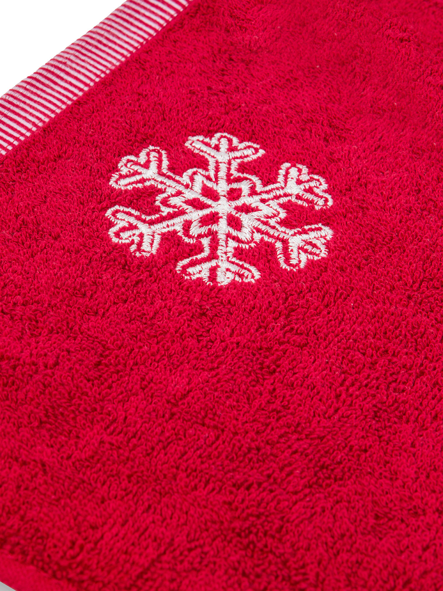 Set 2 asciugamani cotone ricamo fiocchi di neve, Rosso, large image number 3